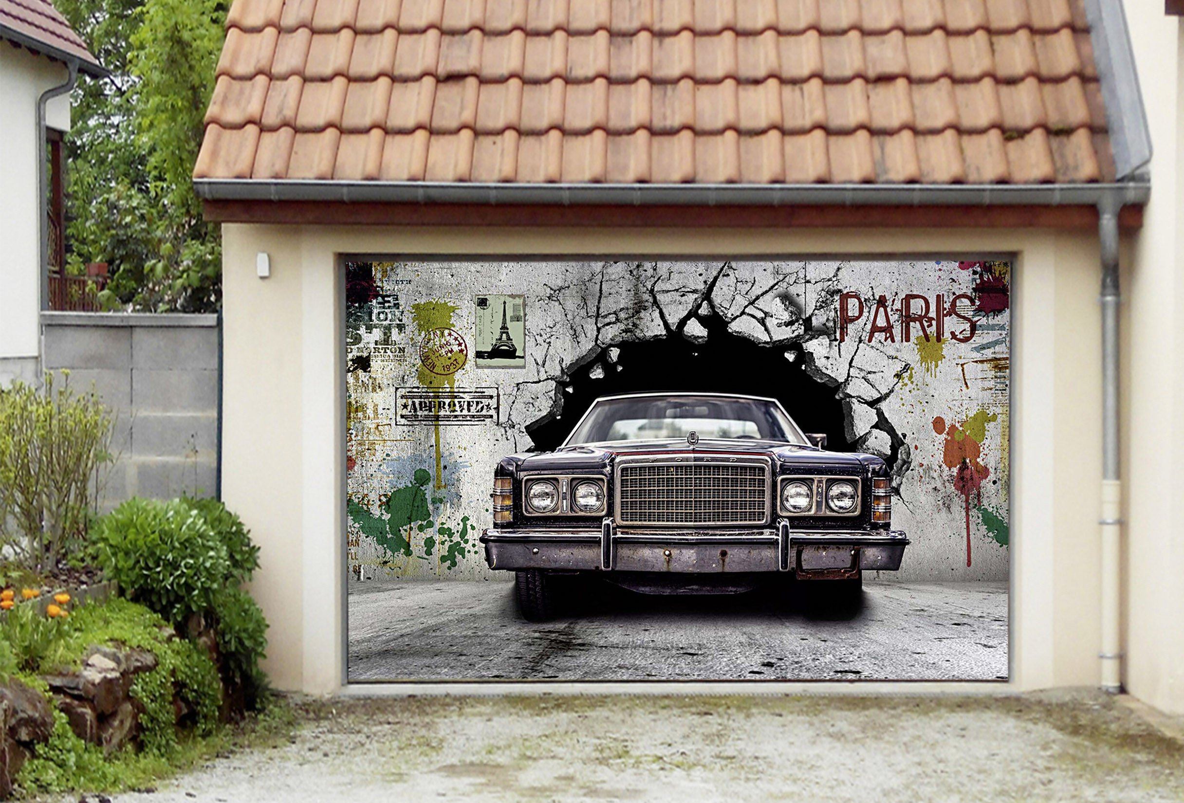 3D Rusty Car Graffiti 388 Garage Door Mural Wallpaper AJ Wallpaper