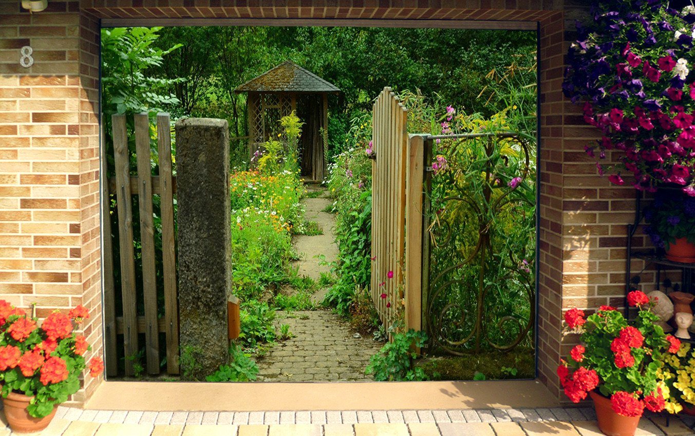 3D Hut Garden Scenery 172 Garage Door Mural Wallpaper AJ Wallpaper