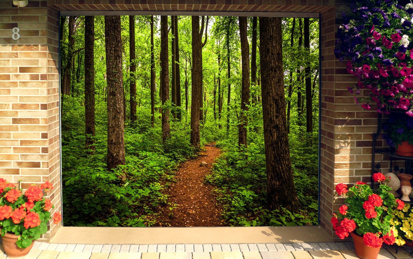 3D Green Forest Path 126 Garage Door Mural Wallpaper AJ Wallpaper
