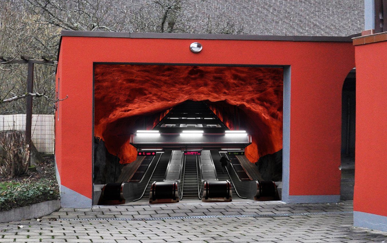 3D Underground Escalator 144 Garage Door Mural Wallpaper AJ Wallpaper