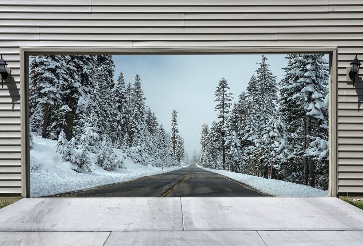 3D Snow Forest Road 160 Garage Door Mural Wallpaper AJ Wallpaper