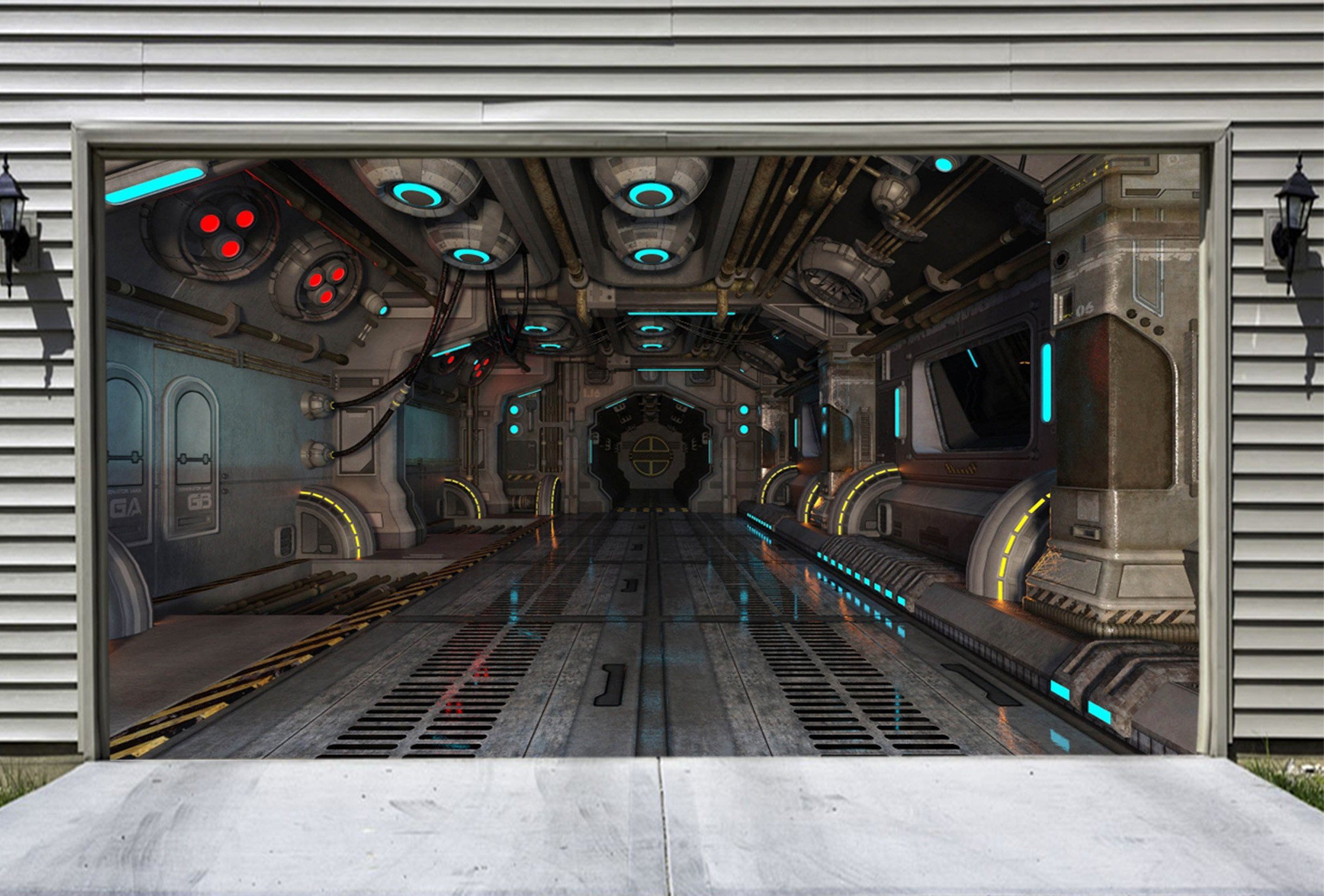 3D Spacecraft 356 Garage Door Mural Wallpaper AJ Wallpaper