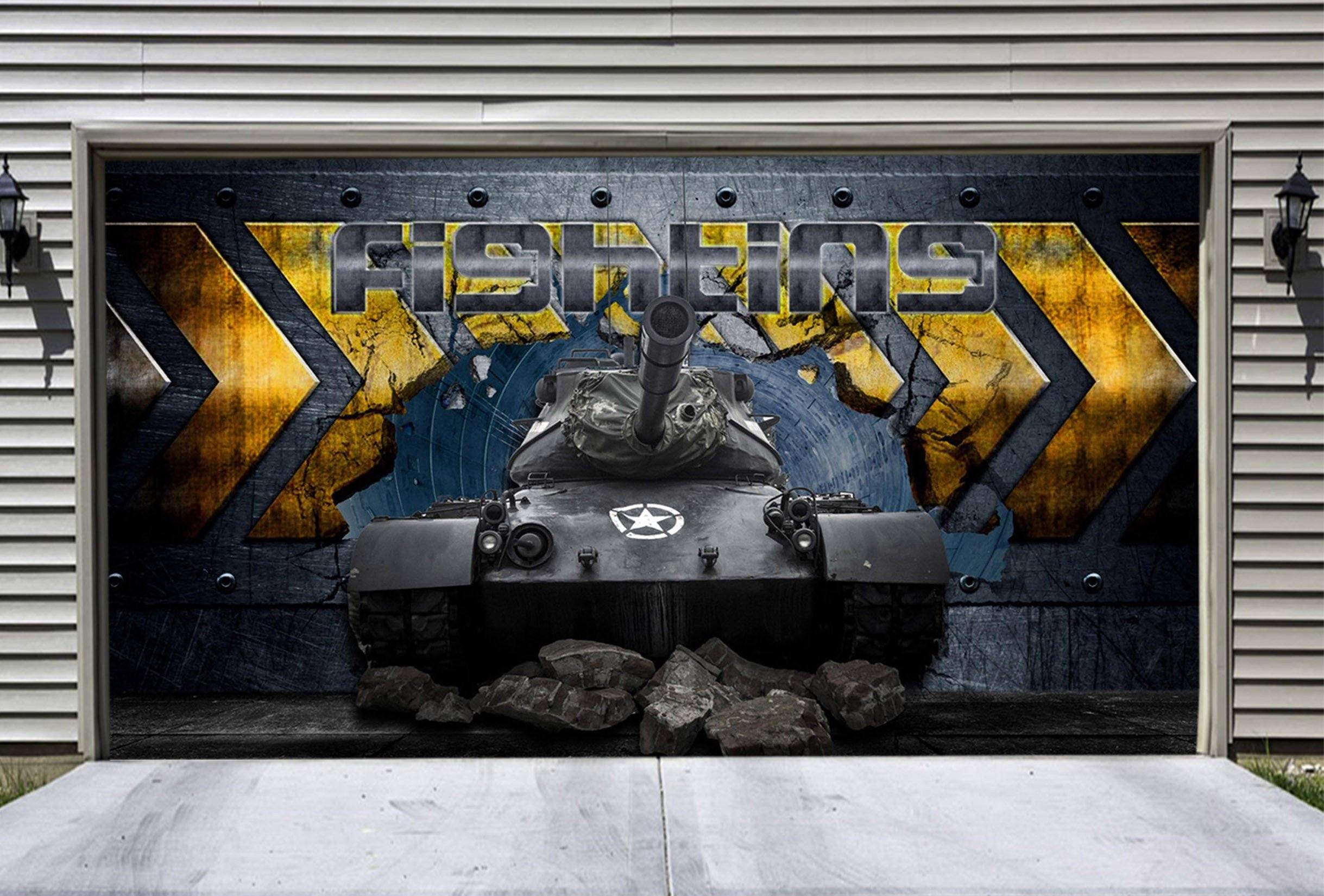 3D Classic Tank 373 Garage Door Mural Wallpaper AJ Wallpaper