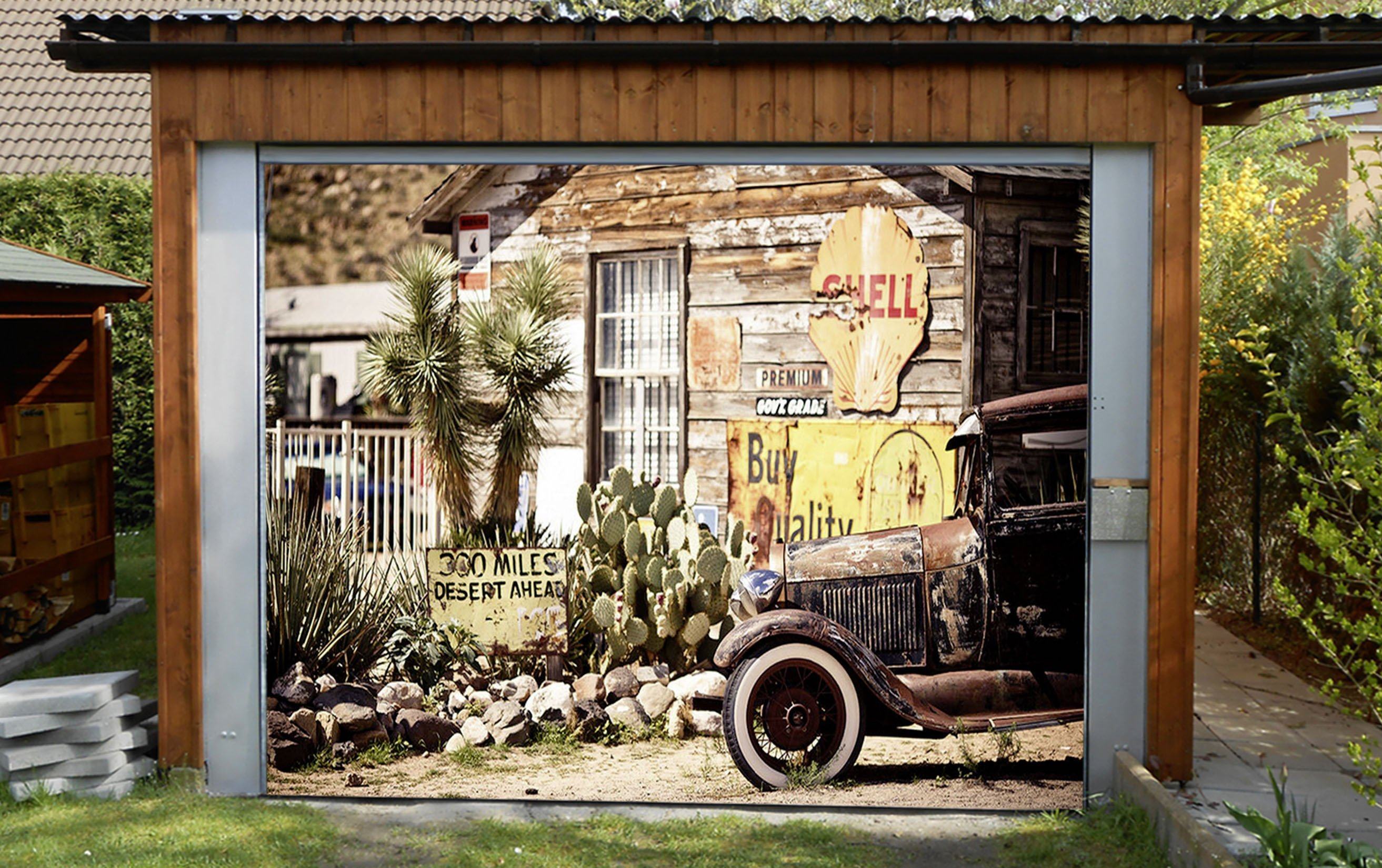 3D Village Truck 380 Garage Door Mural Wallpaper AJ Wallpaper