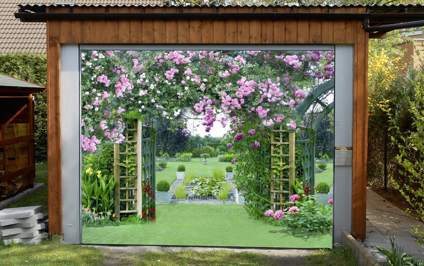 3D Garden Flowers Arches 106 Garage Door Mural Wallpaper AJ Wallpaper
