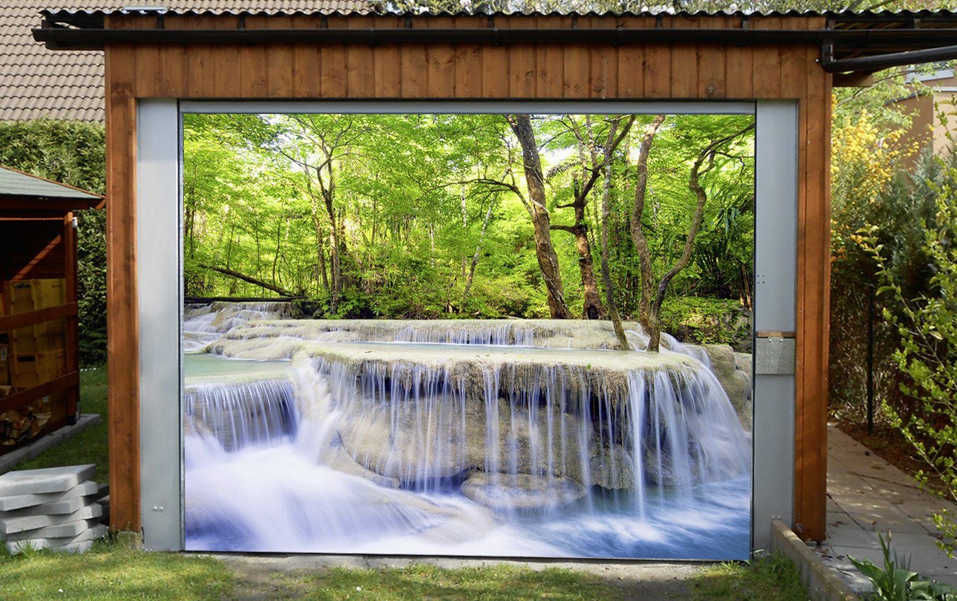 3D Forest River Waterfalls 306 Garage Door Mural Wallpaper AJ Wallpaper
