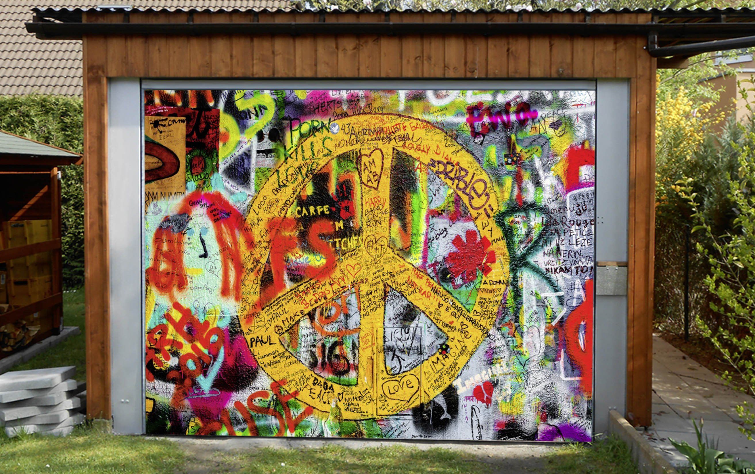 3D Color Graffiti Pattern 312 Garage Door Mural Wallpaper AJ Wallpaper