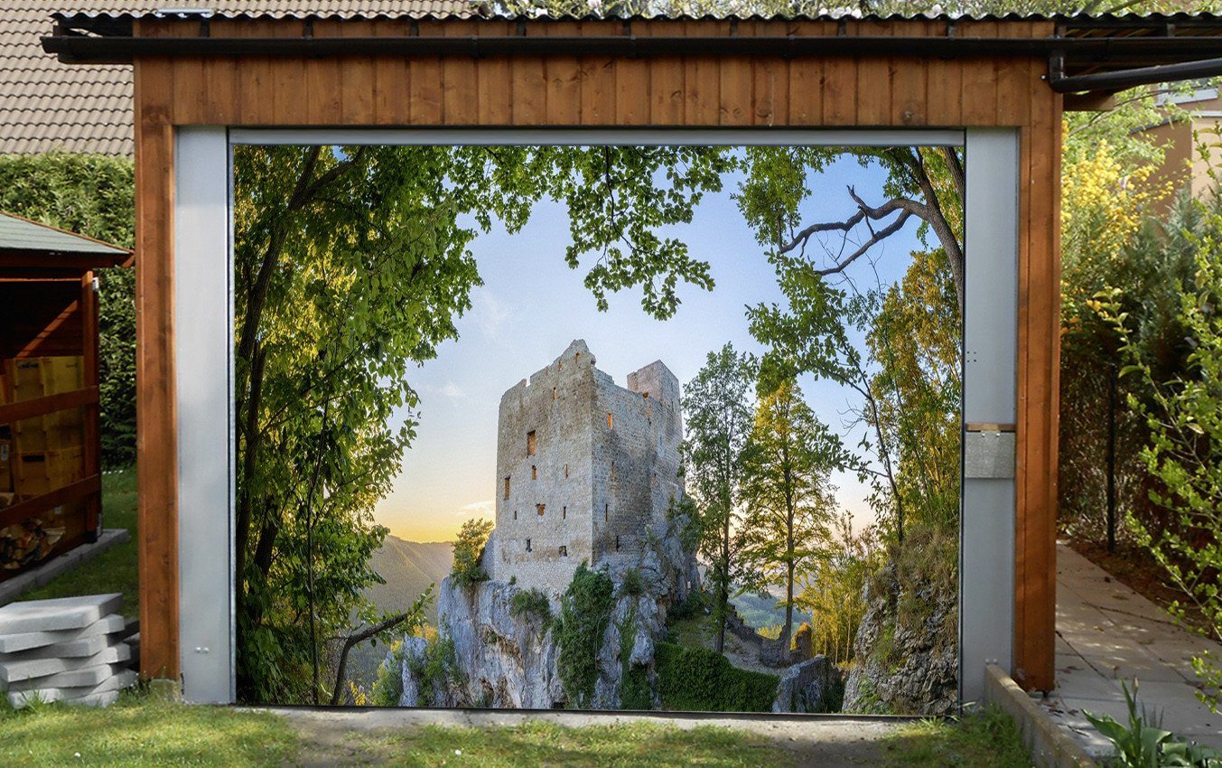3D Mountain Top House 254 Garage Door Mural Wallpaper AJ Wallpaper