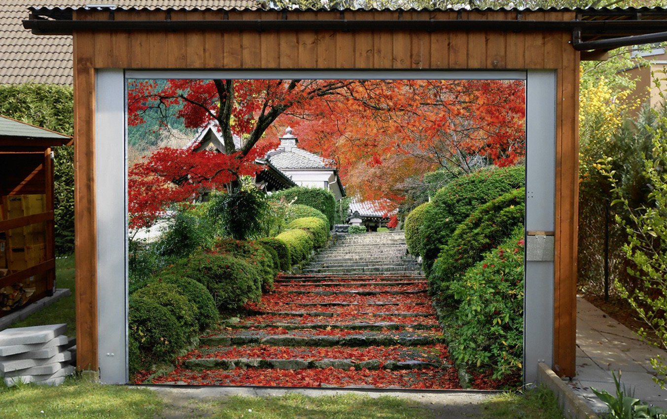 3D Stairs Trees 102 Garage Door Mural Wallpaper AJ Wallpaper