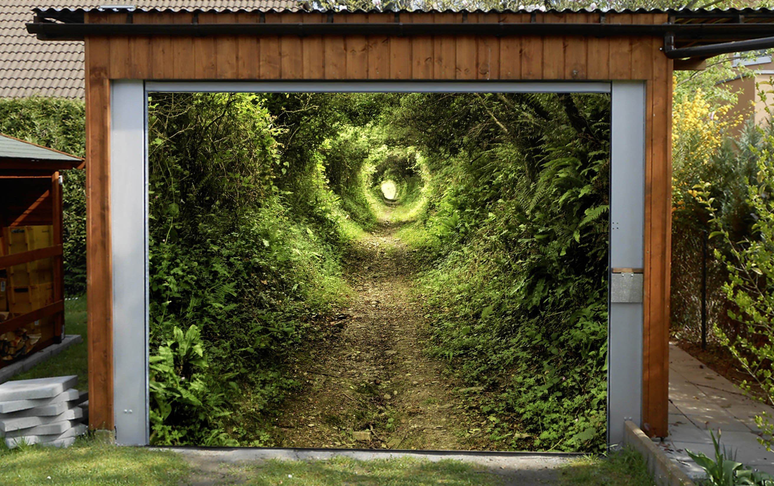 3D Green Weeds Tunnel 319 Garage Door Mural Wallpaper AJ Wallpaper