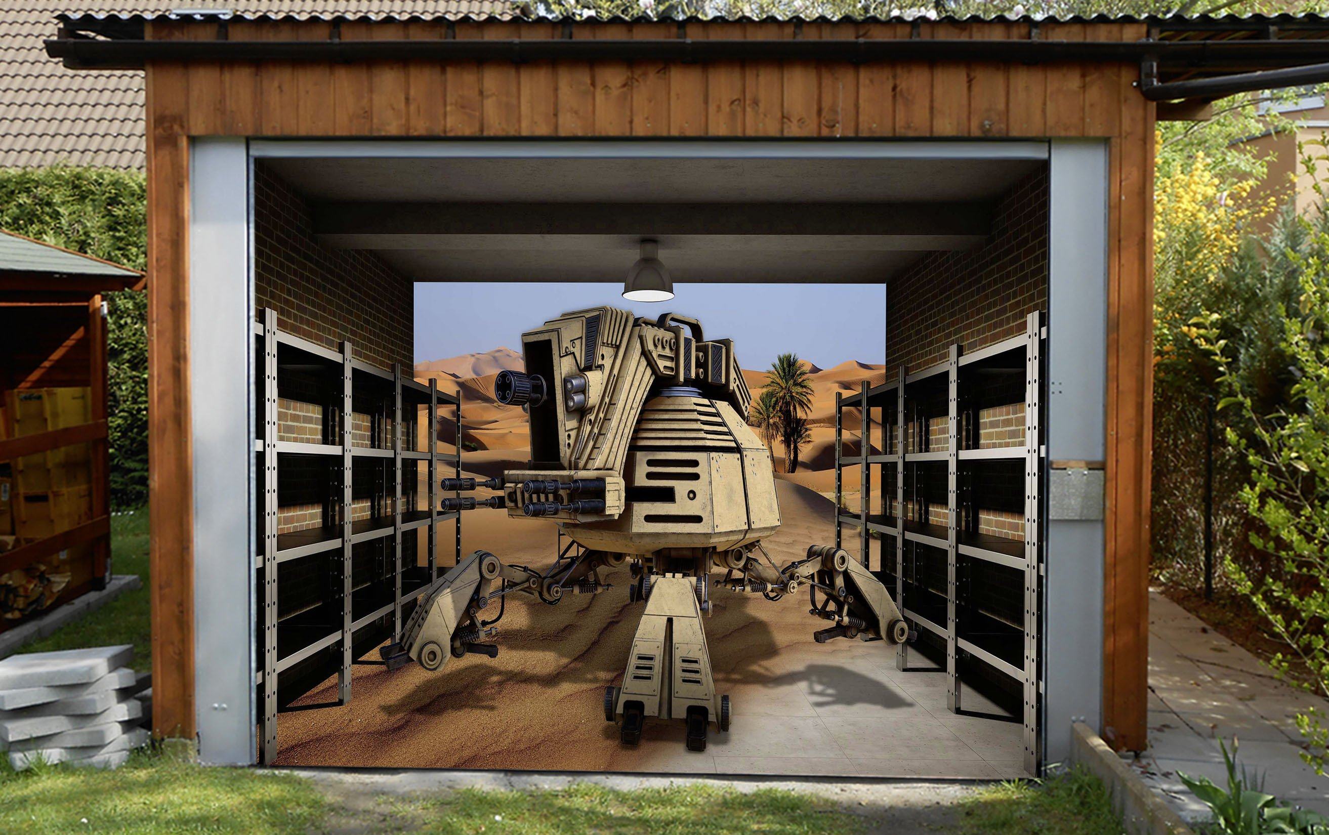 3D Desert Robot 414 Garage Door Mural Wallpaper AJ Wallpaper