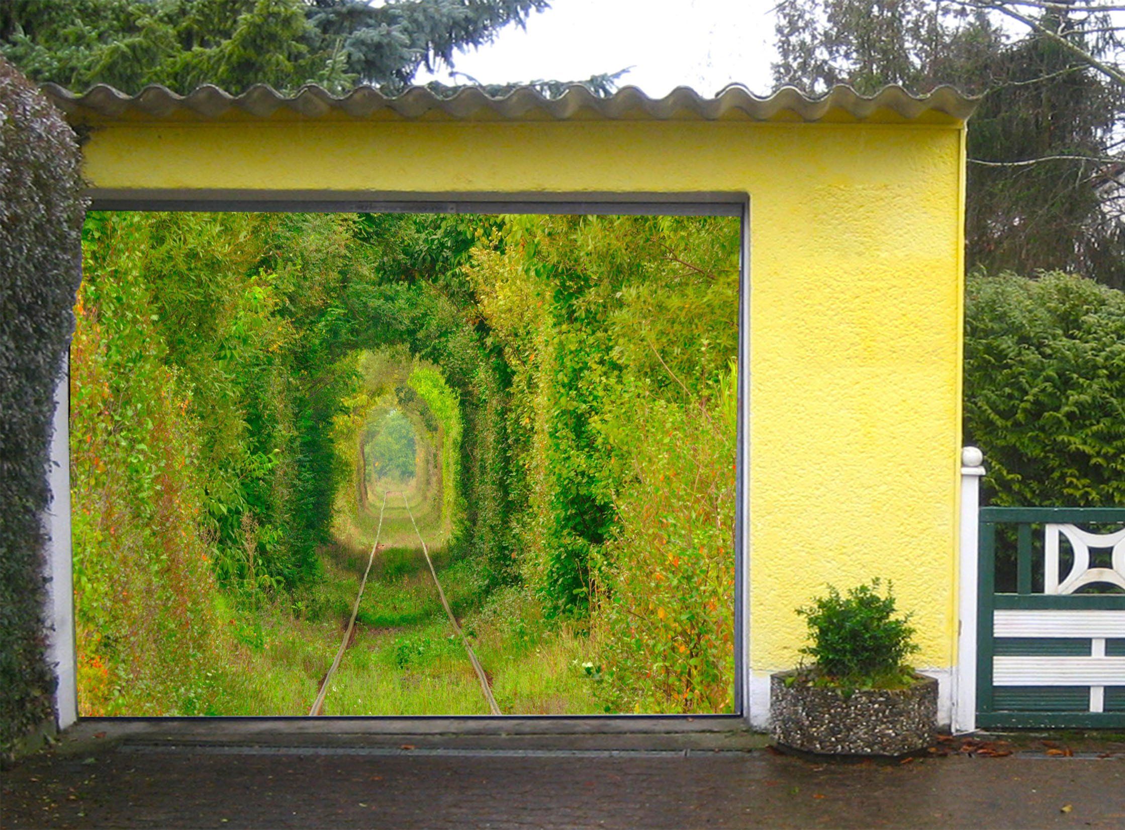 3D Trees Arched Tunnel 316 Garage Door Mural Wallpaper AJ Wallpaper