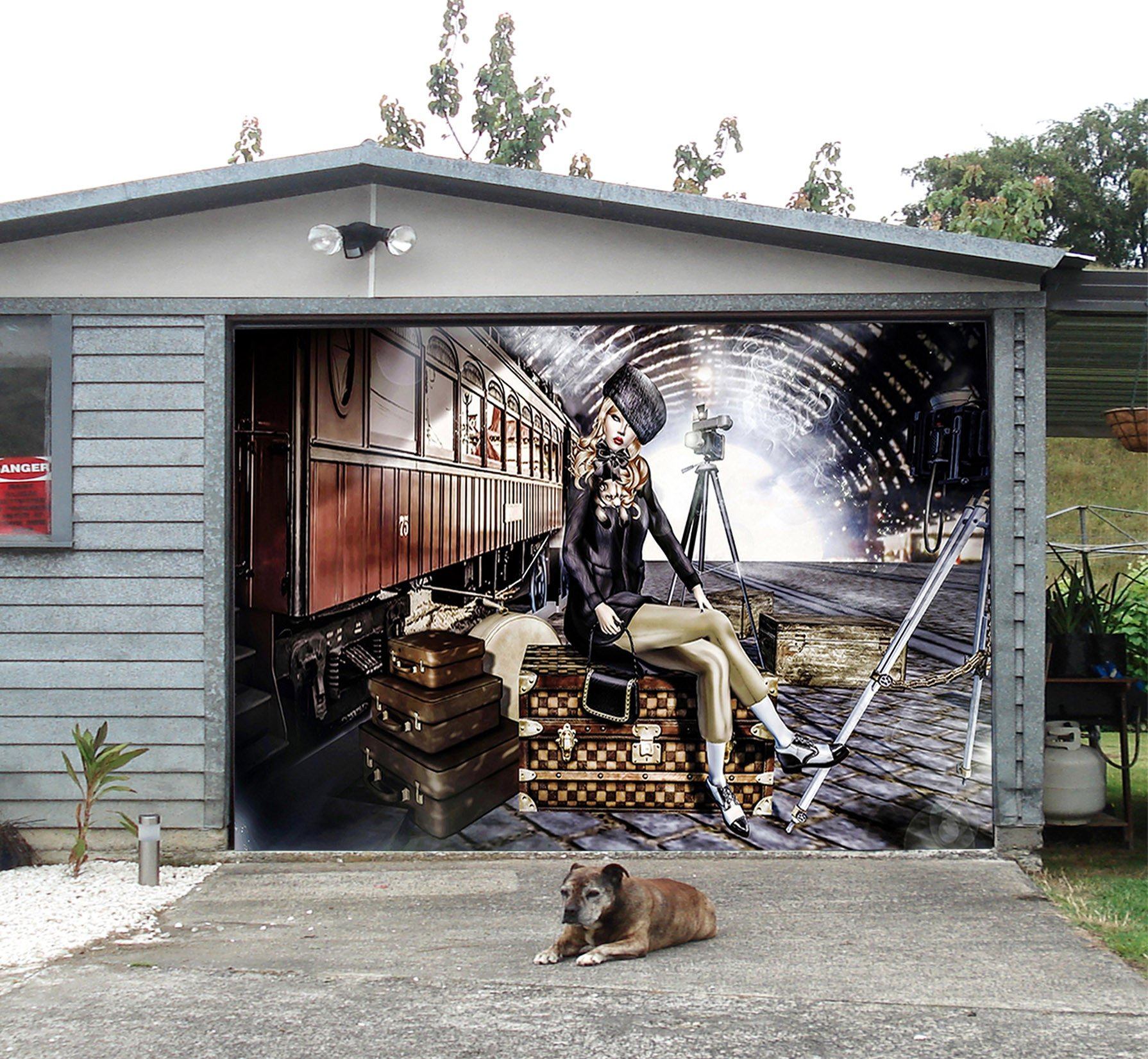 3D Railway Fashion Girl 77 Garage Door Mural Wallpaper AJ Wallpaper