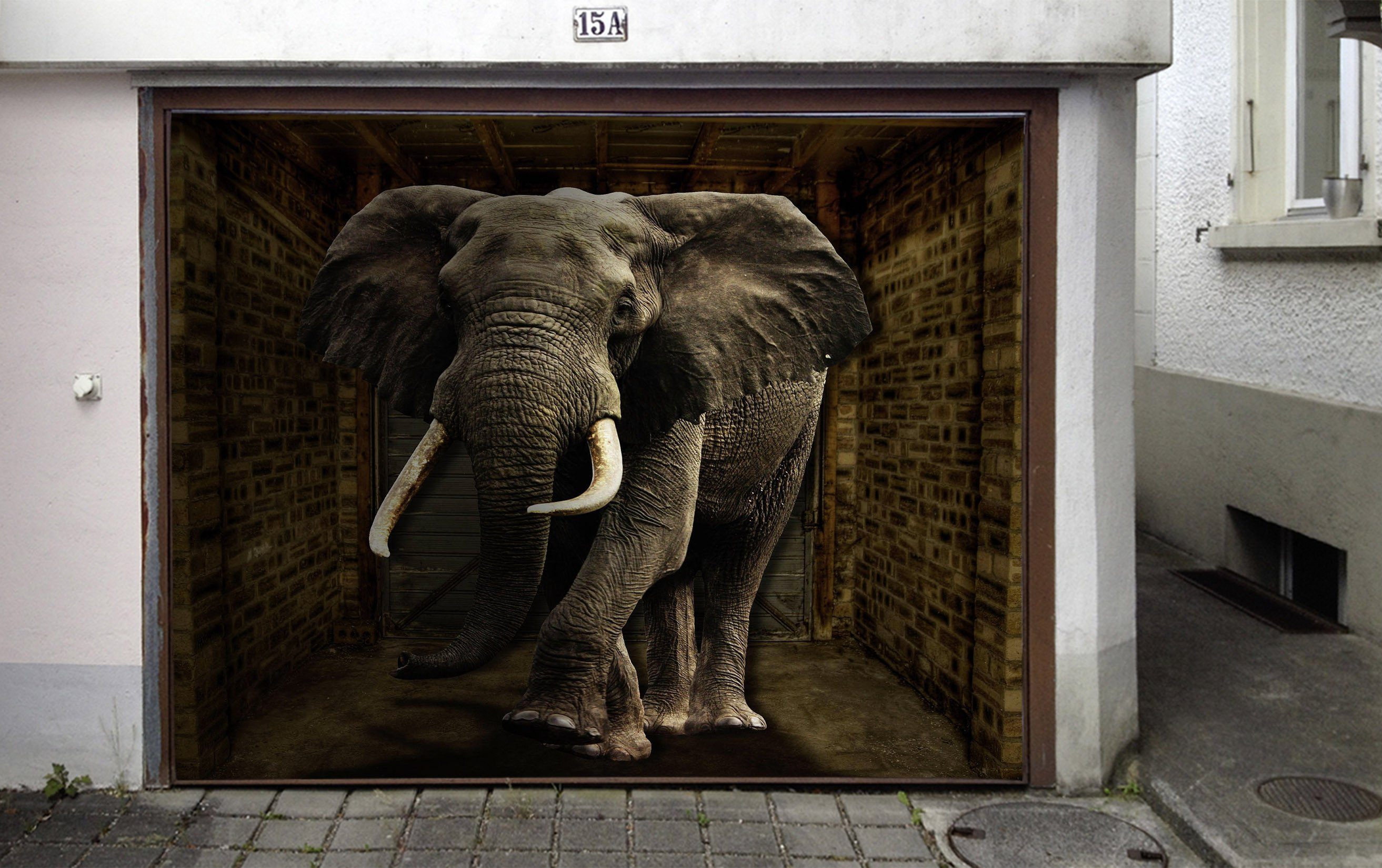 3D Big Elephant 404 Garage Door Mural Wallpaper AJ Wallpaper