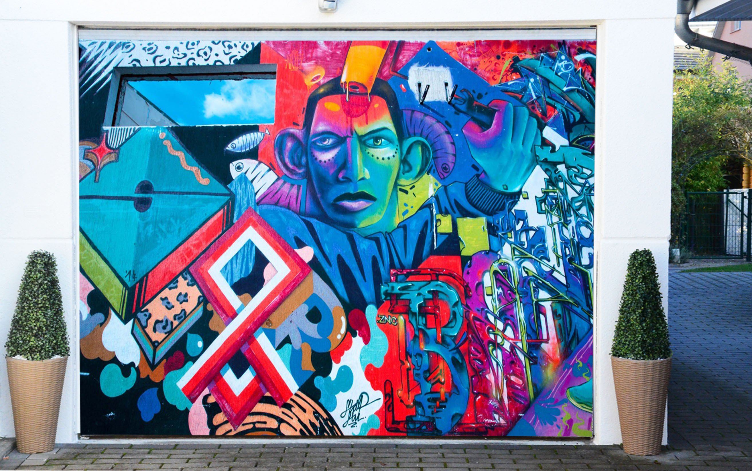 3D Special Graffiti 421 Garage Door Mural Wallpaper AJ Wallpaper