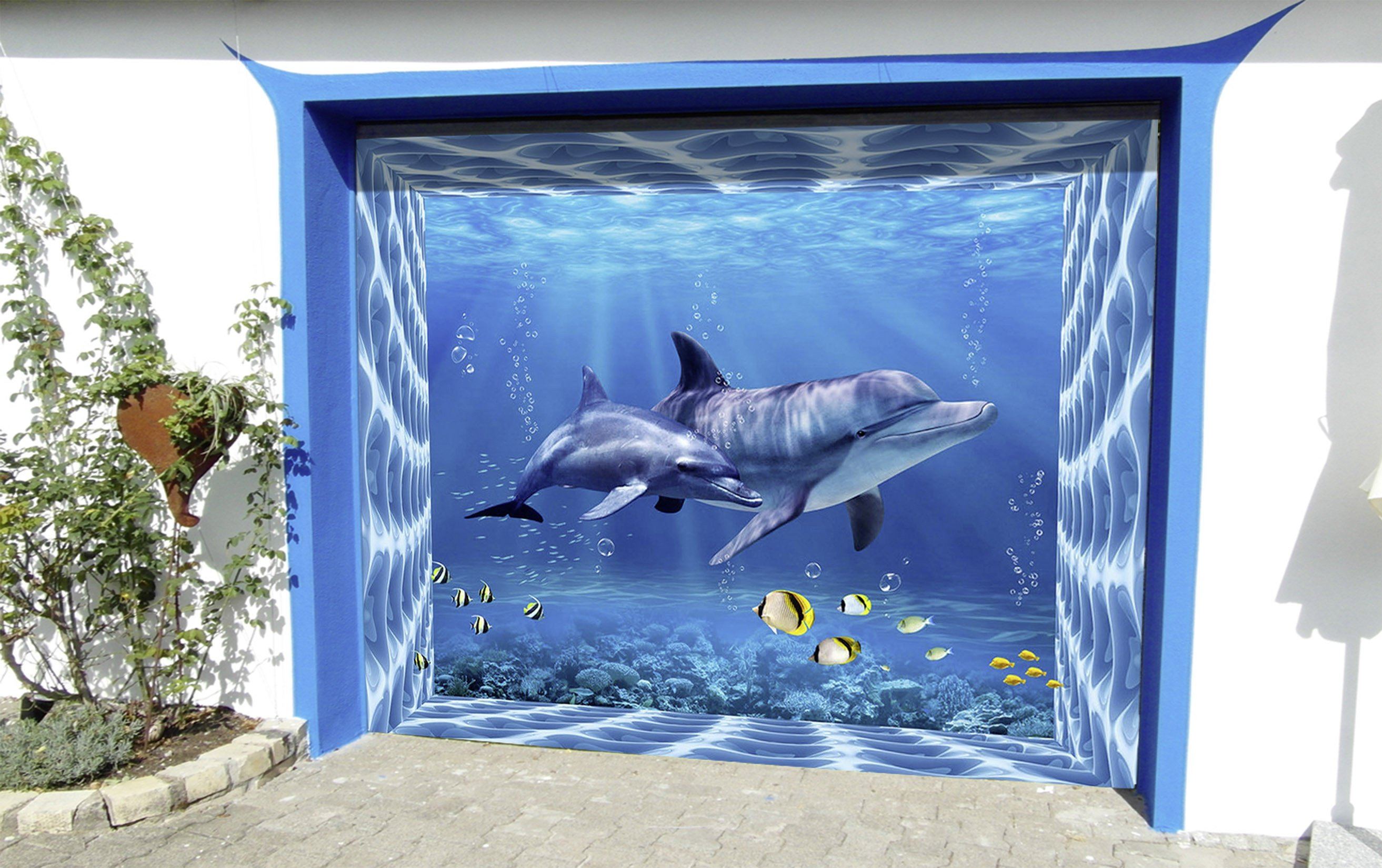 3D Ocean Dolphins 41 Garage Door Mural Wallpaper AJ Wallpaper