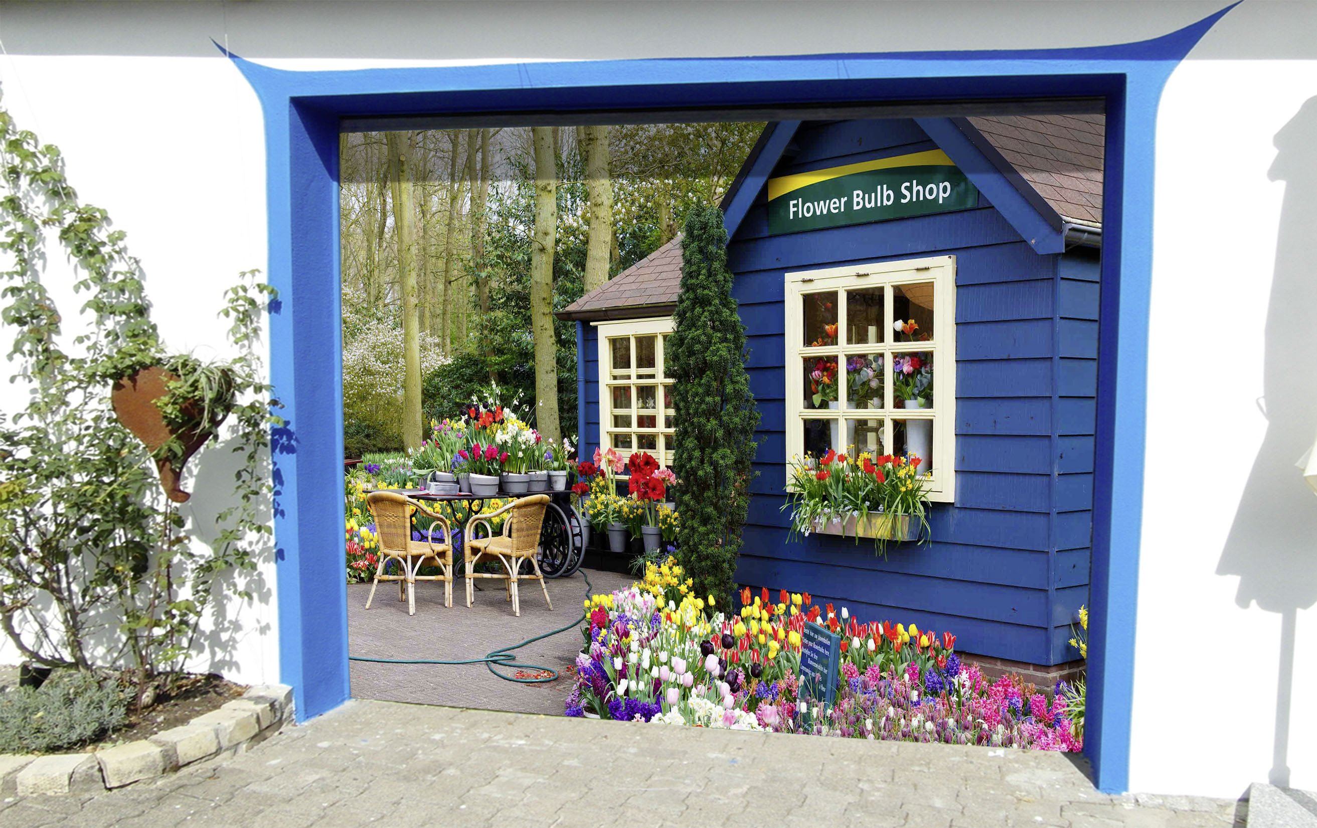 3D Flower Bulb Shop 339 Garage Door Mural Wallpaper AJ Wallpaper