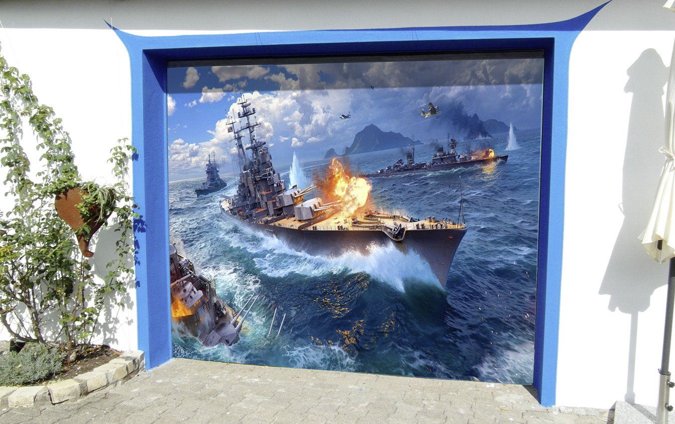 3D Sea Warships 259 Garage Door Mural Wallpaper AJ Wallpaper