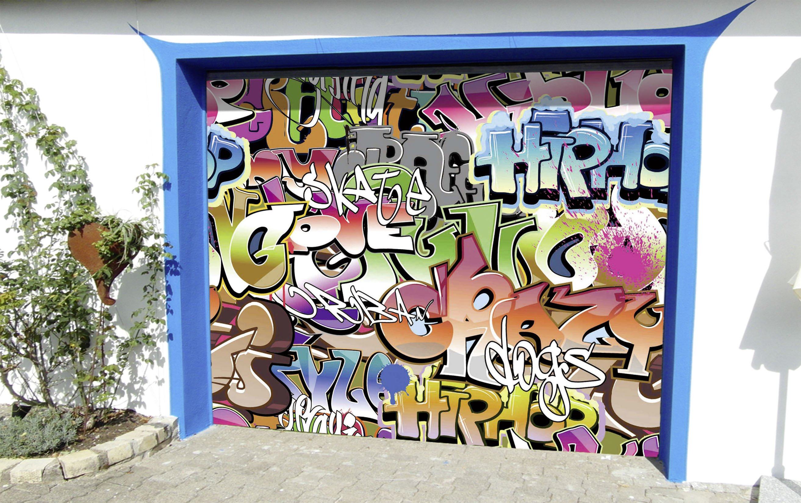 3D Color Graffiti Words 88 Garage Door Mural Wallpaper AJ Wallpaper