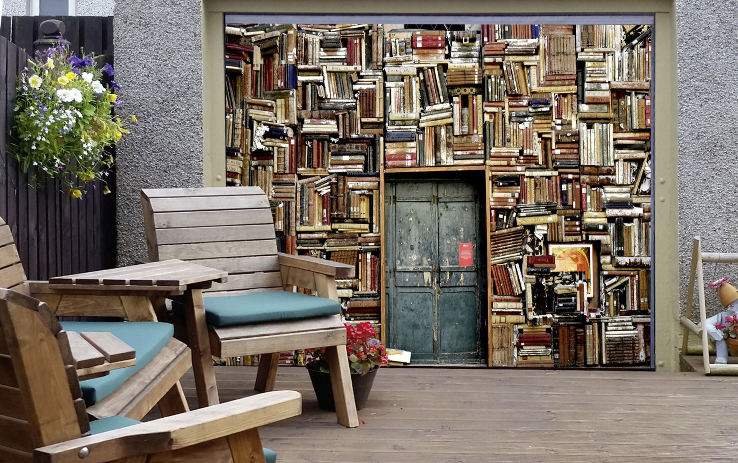 3D Room Crowded Books 304 Garage Door Mural Wallpaper AJ Wallpaper