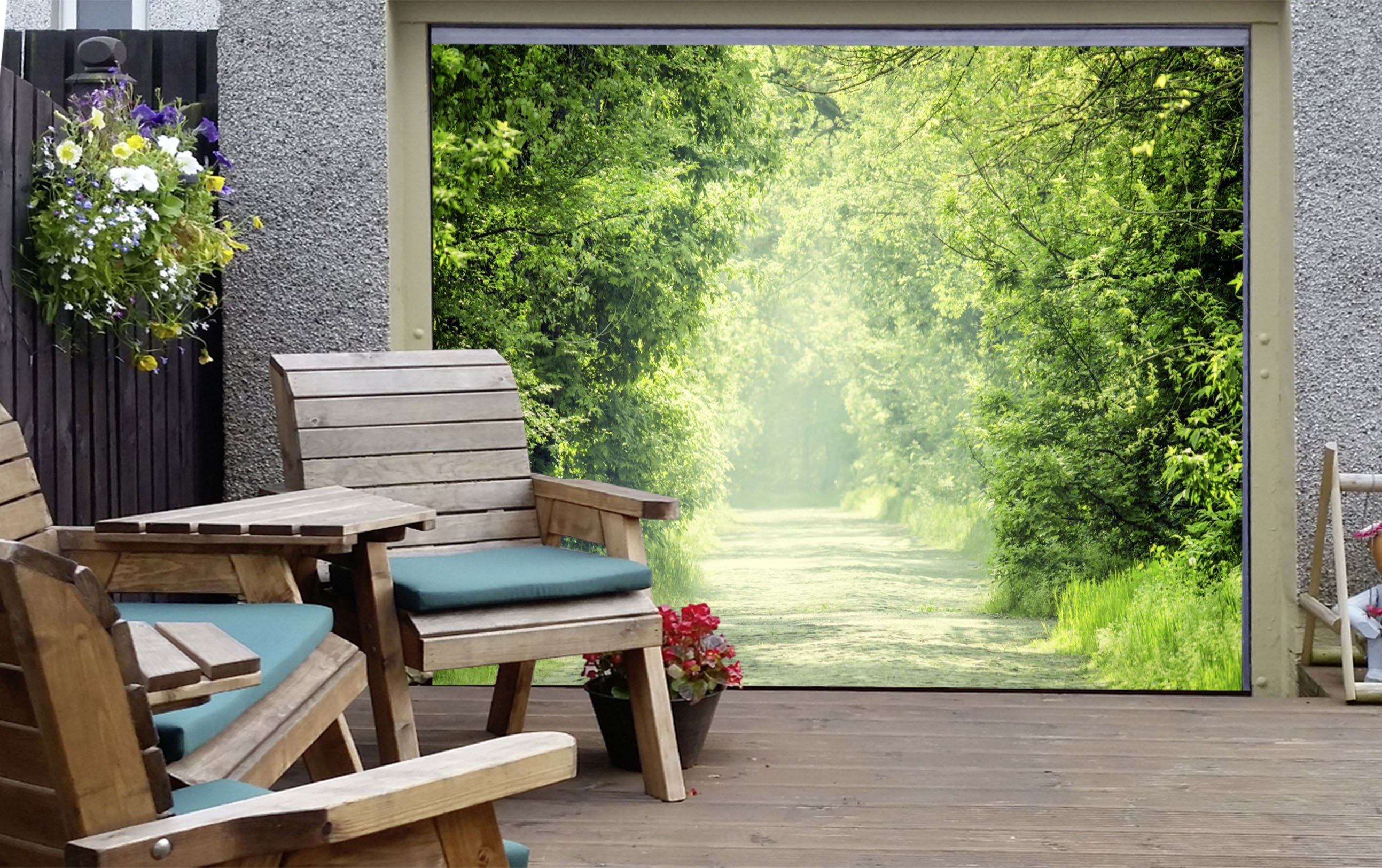 3D Green Trees Road Sunshine 309 Garage Door Mural Wallpaper AJ Wallpaper