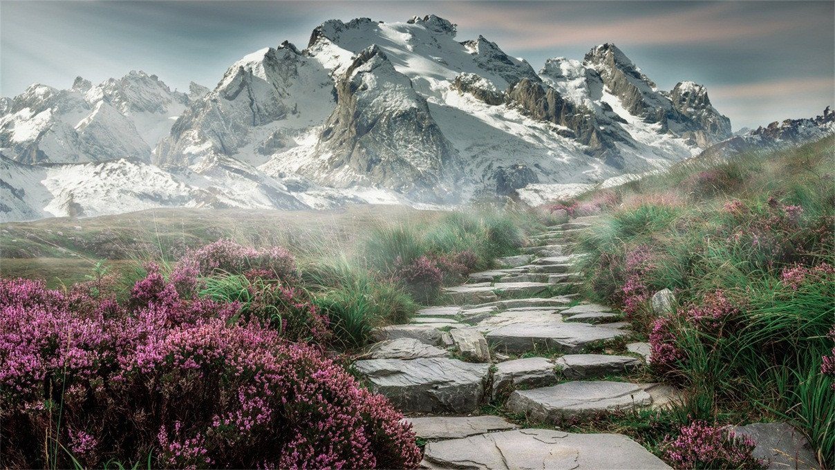 3D Snow Mountain Stone Road 156 Garage Door Mural Wallpaper AJ Wallpaper