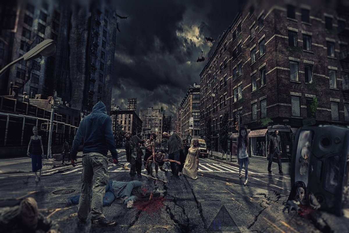 3D City Zombie 138 Garage Door Mural Wallpaper AJ Wallpaper
