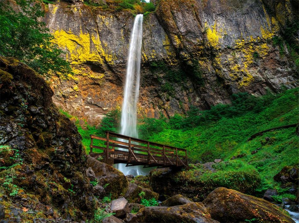 3D Waterfall Wood Bridge 282 Garage Door Mural Wallpaper AJ Wallpaper