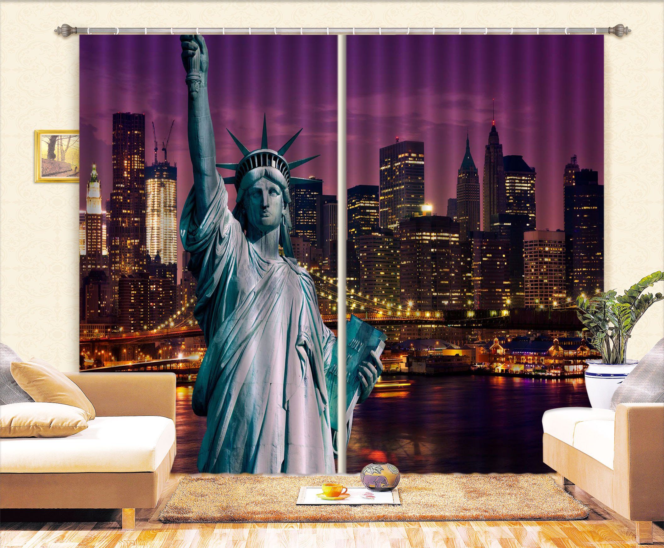 3D New York Liberty Statue 32 Curtains Drapes Wallpaper AJ Wallpaper