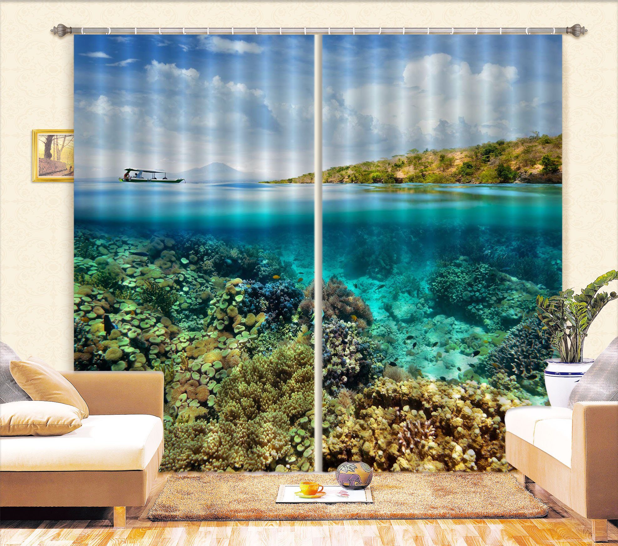 3D Sea Bay Scenery 135 Curtains Drapes Wallpaper AJ Wallpaper