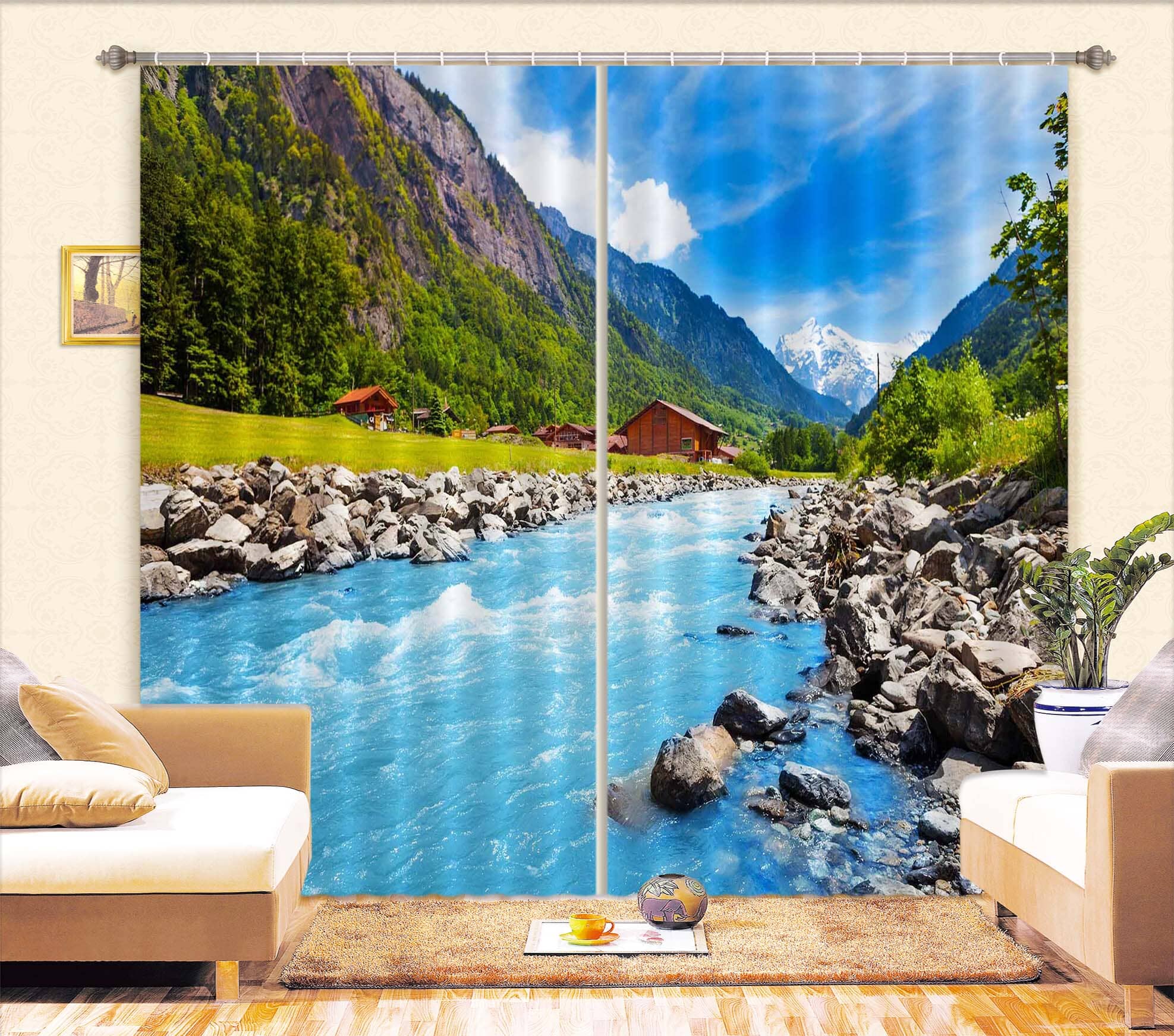 3D Valley River 807 Curtains Drapes Wallpaper AJ Wallpaper