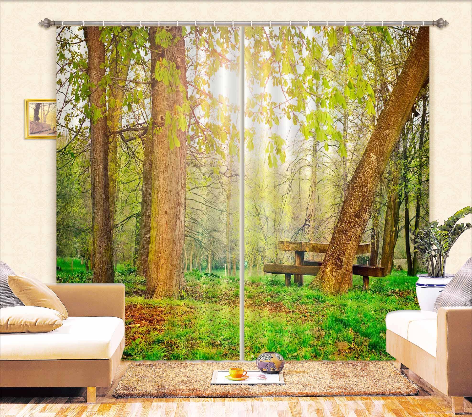 3D Sunny Forest 824 Curtains Drapes Wallpaper AJ Wallpaper