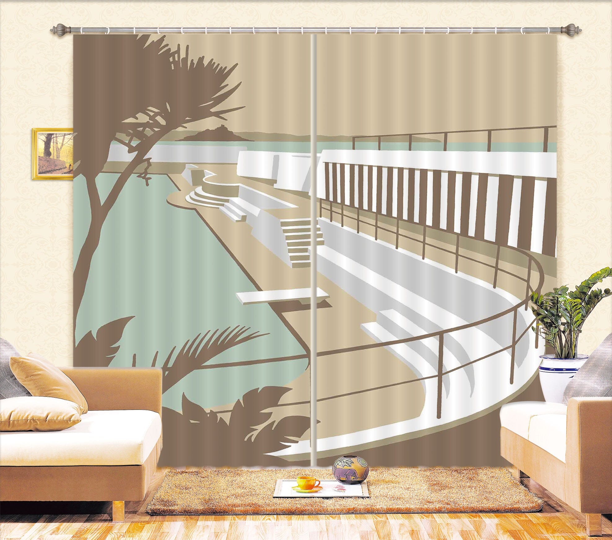3D Penzance Pool 128 Steve Read Curtain Curtains Drapes Curtains AJ Creativity Home
