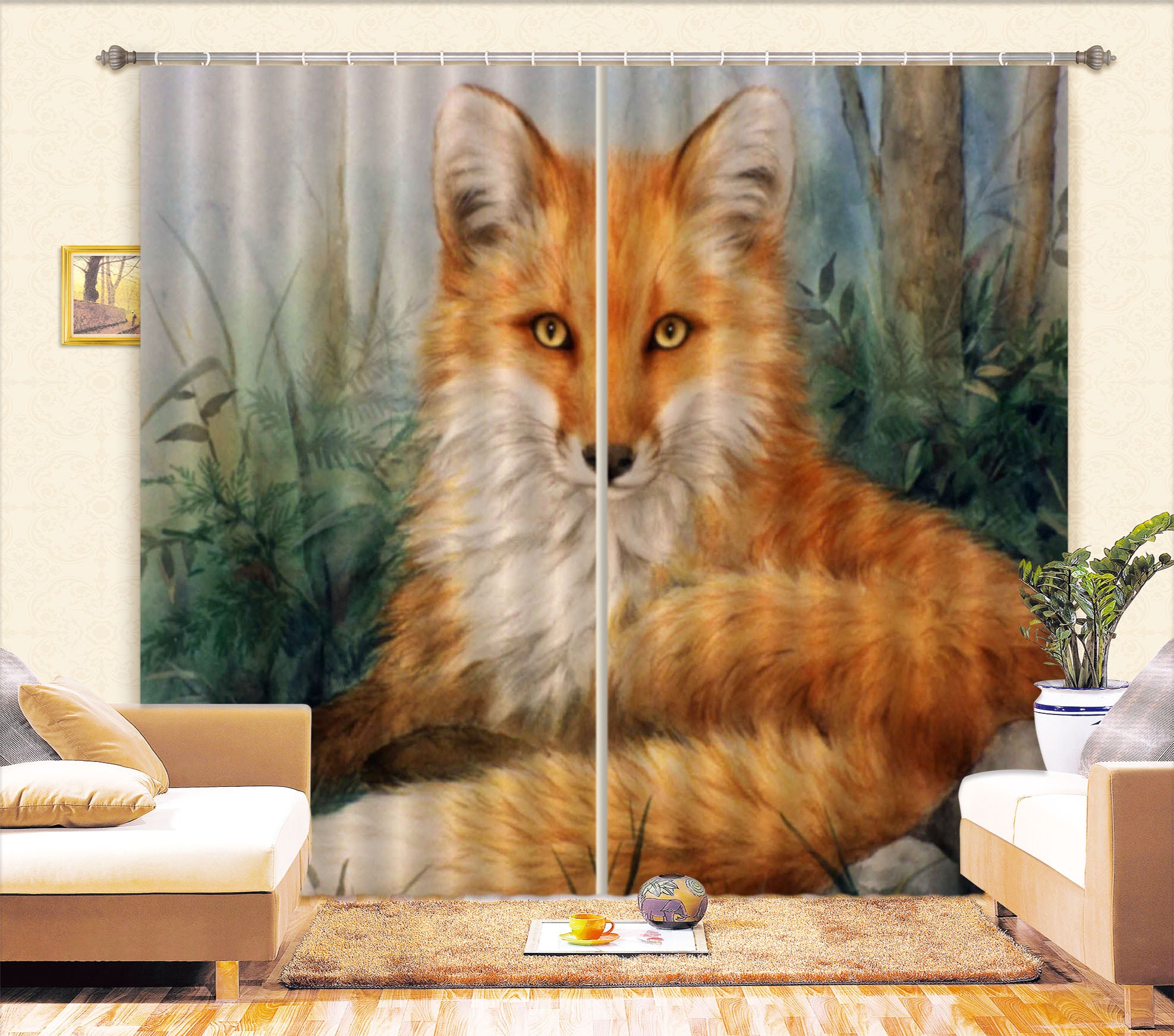 3D Animal Fox 9100 Kayomi Harai Curtain Curtains Drapes