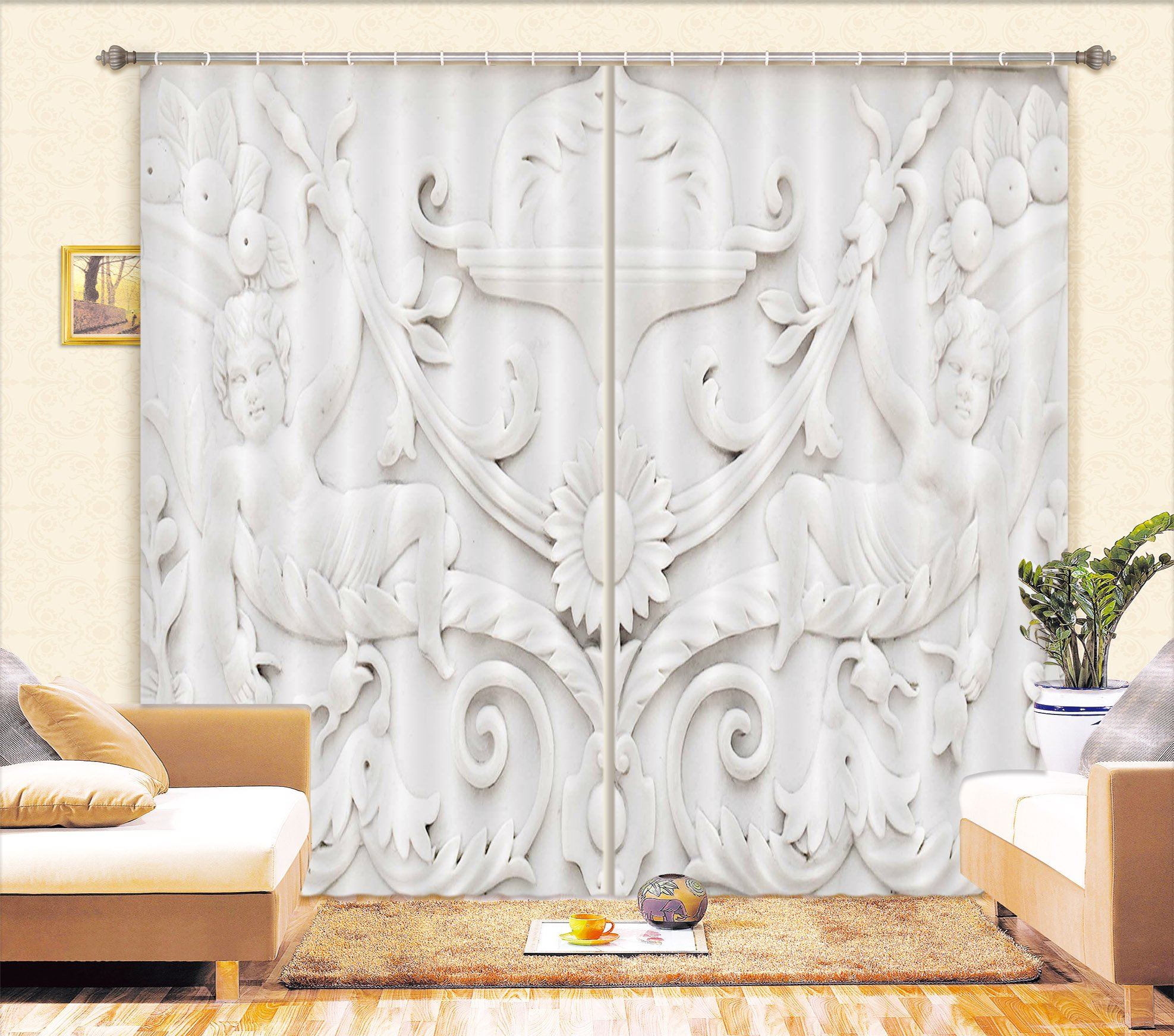 3D Sun Flower Baby 018 Curtains Drapes Curtains AJ Creativity Home