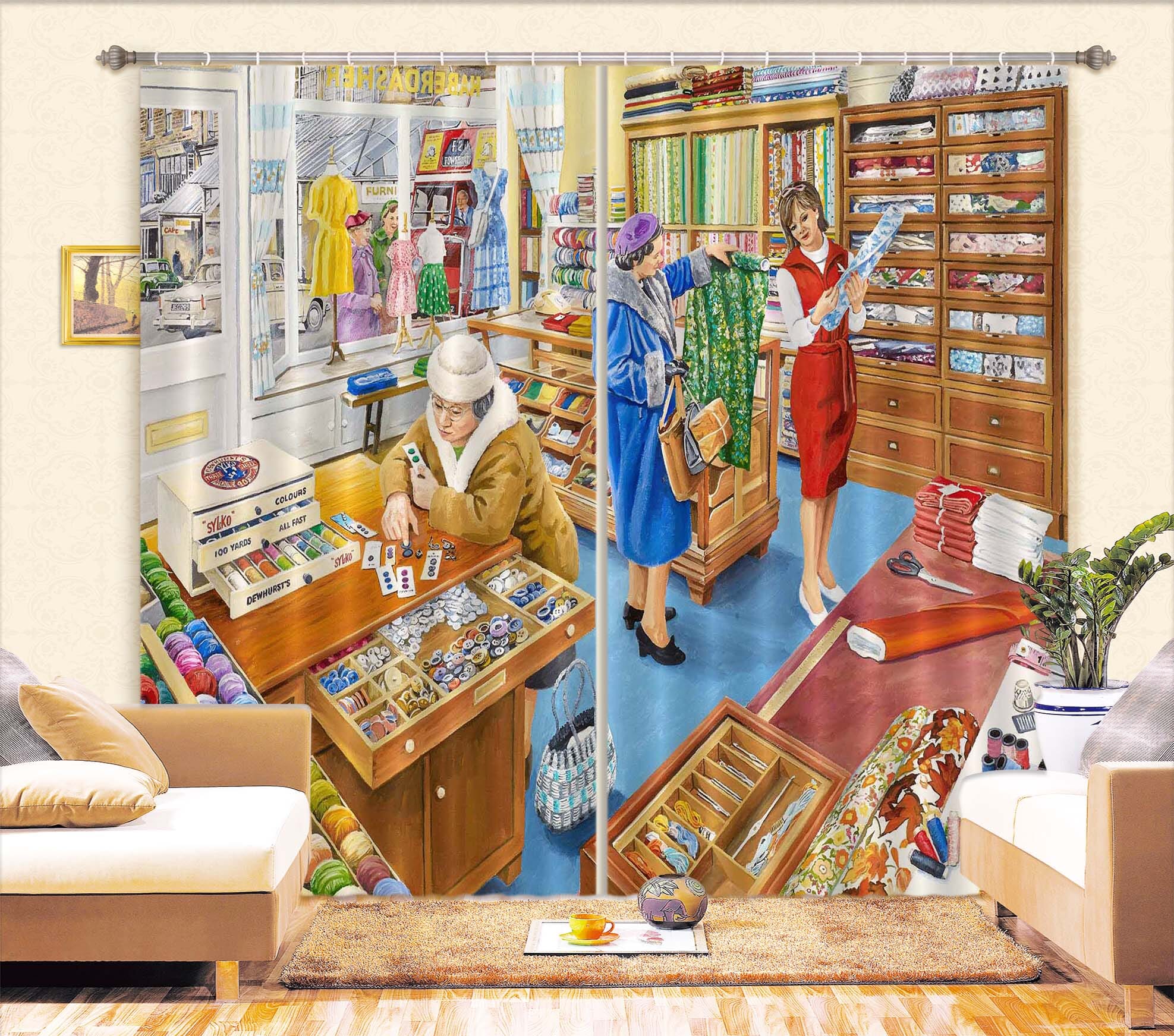 3D The Haberdasher 100 Trevor Mitchell Curtain Curtains Drapes Curtains AJ Creativity Home