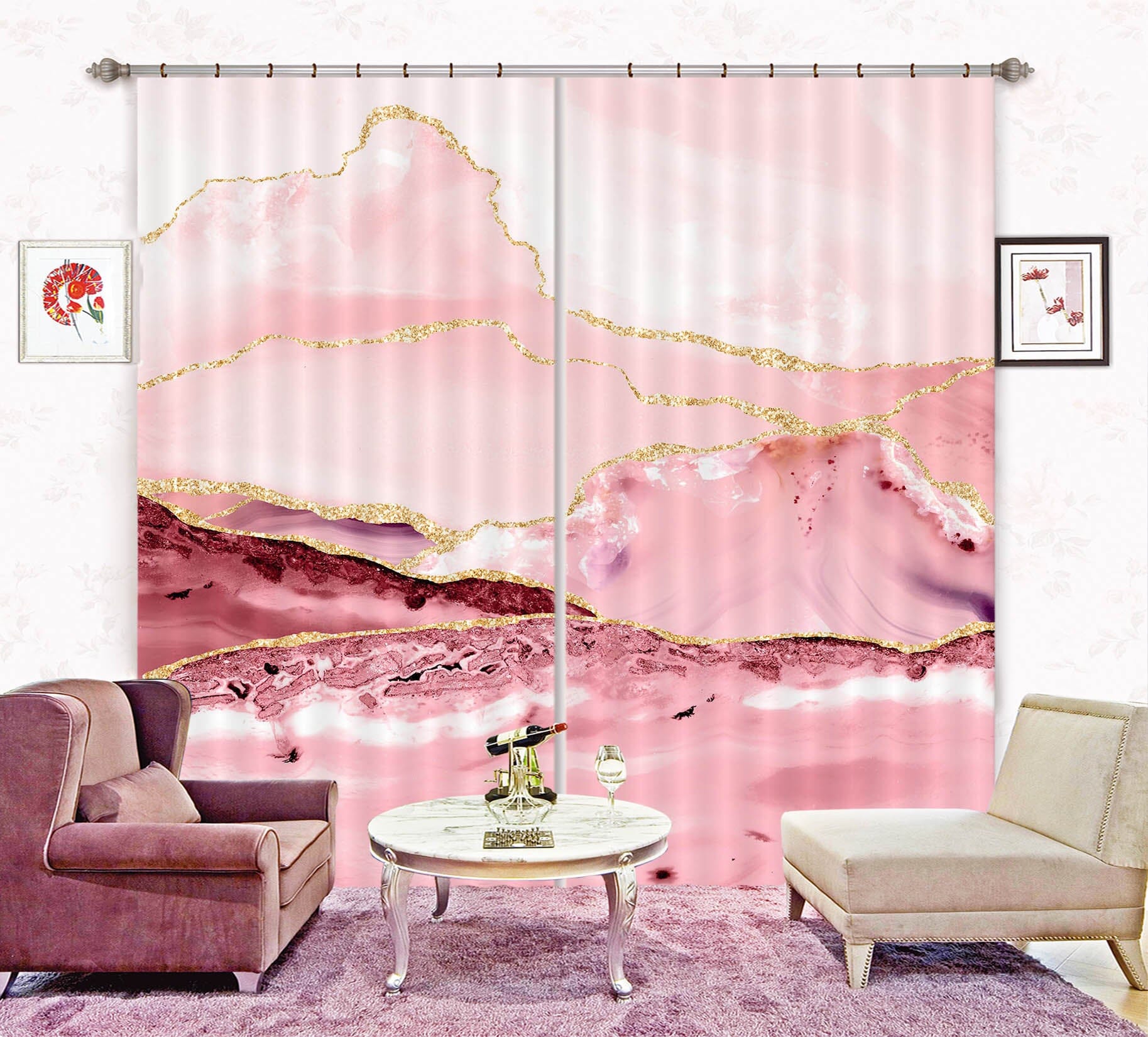 3D Pink Modernization 191 Uta Naumann Curtain Curtains Drapes Curtains AJ Creativity Home