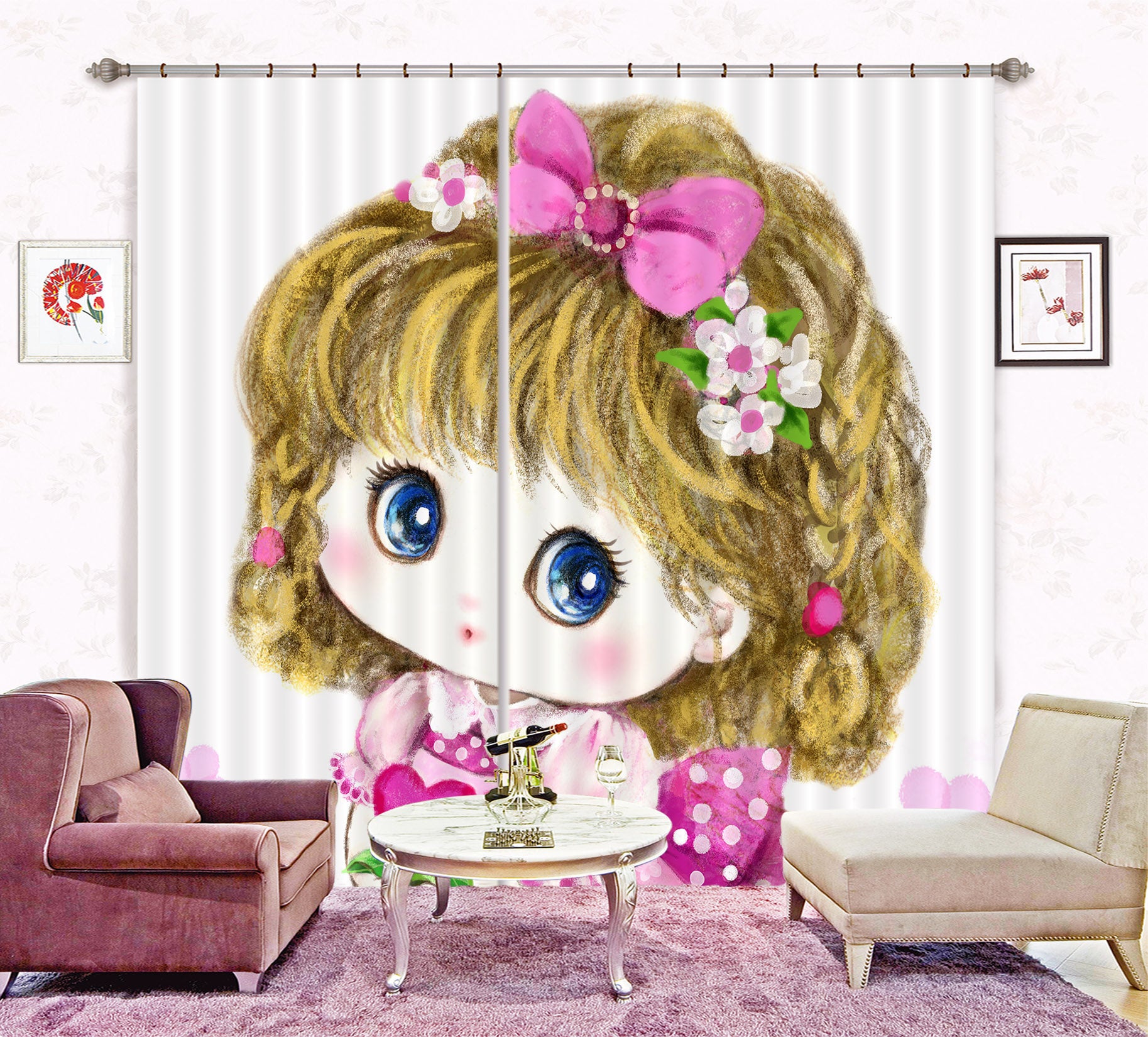 3D Princess Girl 9027 Kayomi Harai Curtain Curtains Drapes