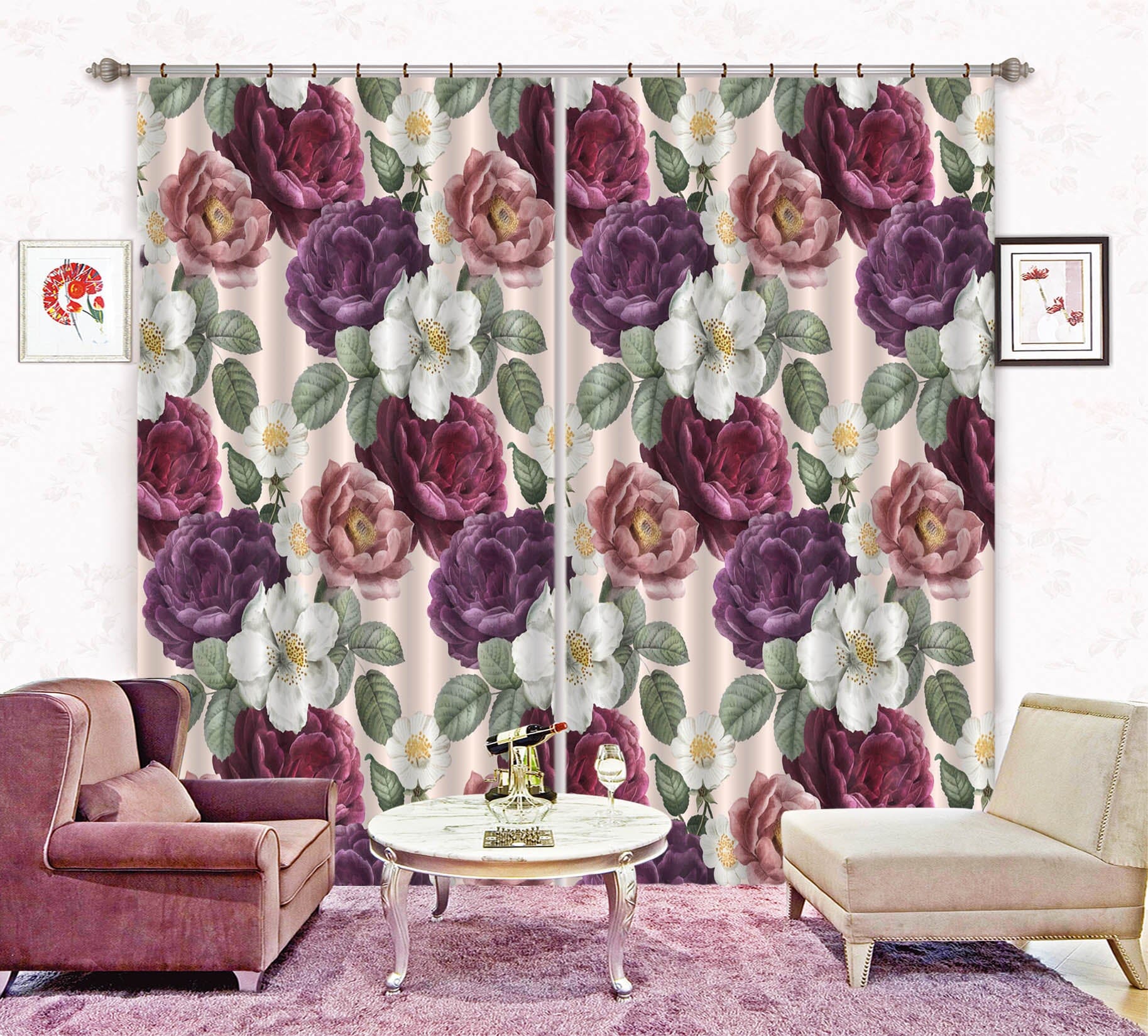3D Color Rose 757 Curtains Drapes Wallpaper AJ Wallpaper