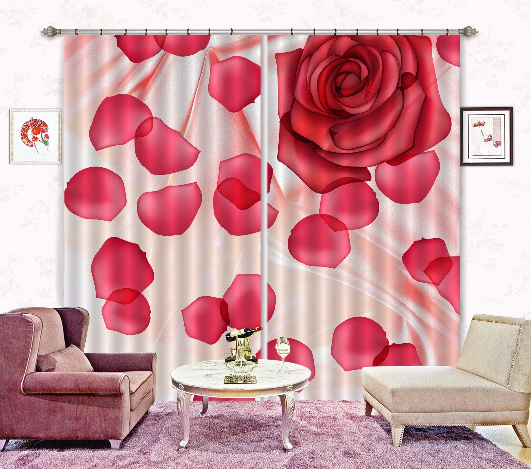 3D Silk Red Flowers 264 Curtains Drapes Wallpaper AJ Wallpaper
