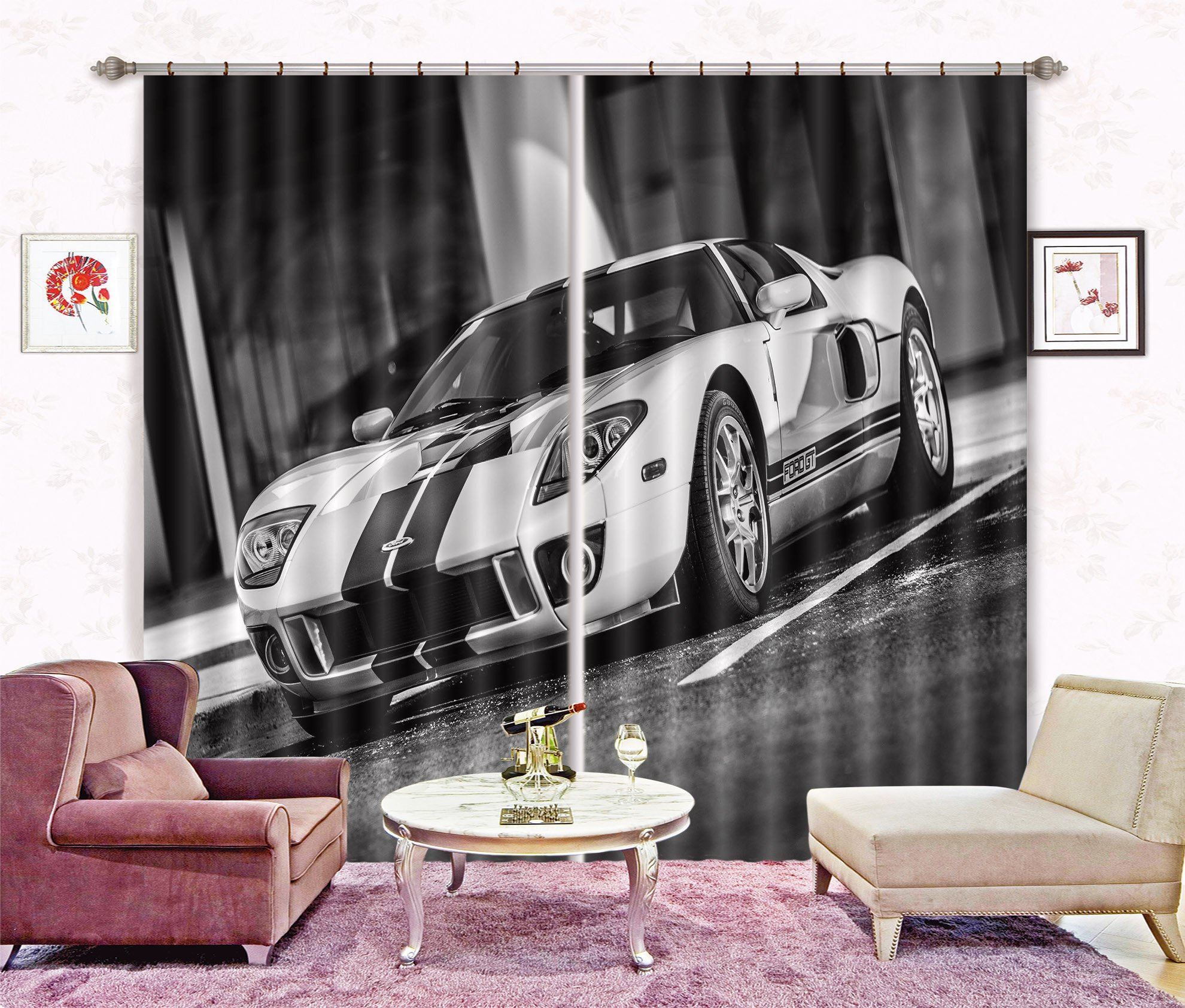 3D Sports Car 380 Curtains Drapes Wallpaper AJ Wallpaper