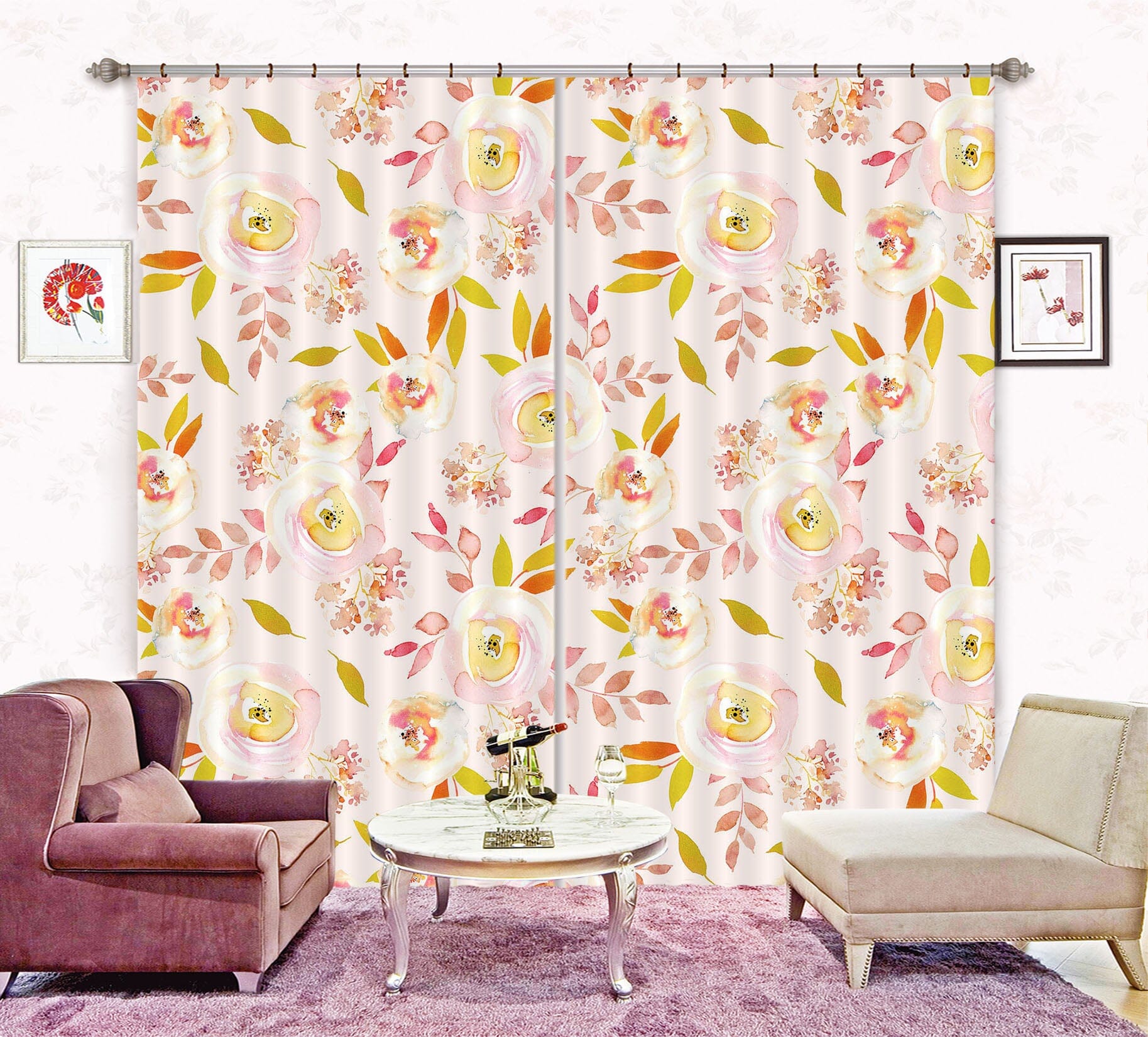 3D Painting Flowers 214 Uta Naumann Curtain Curtains Drapes Curtains AJ Creativity Home