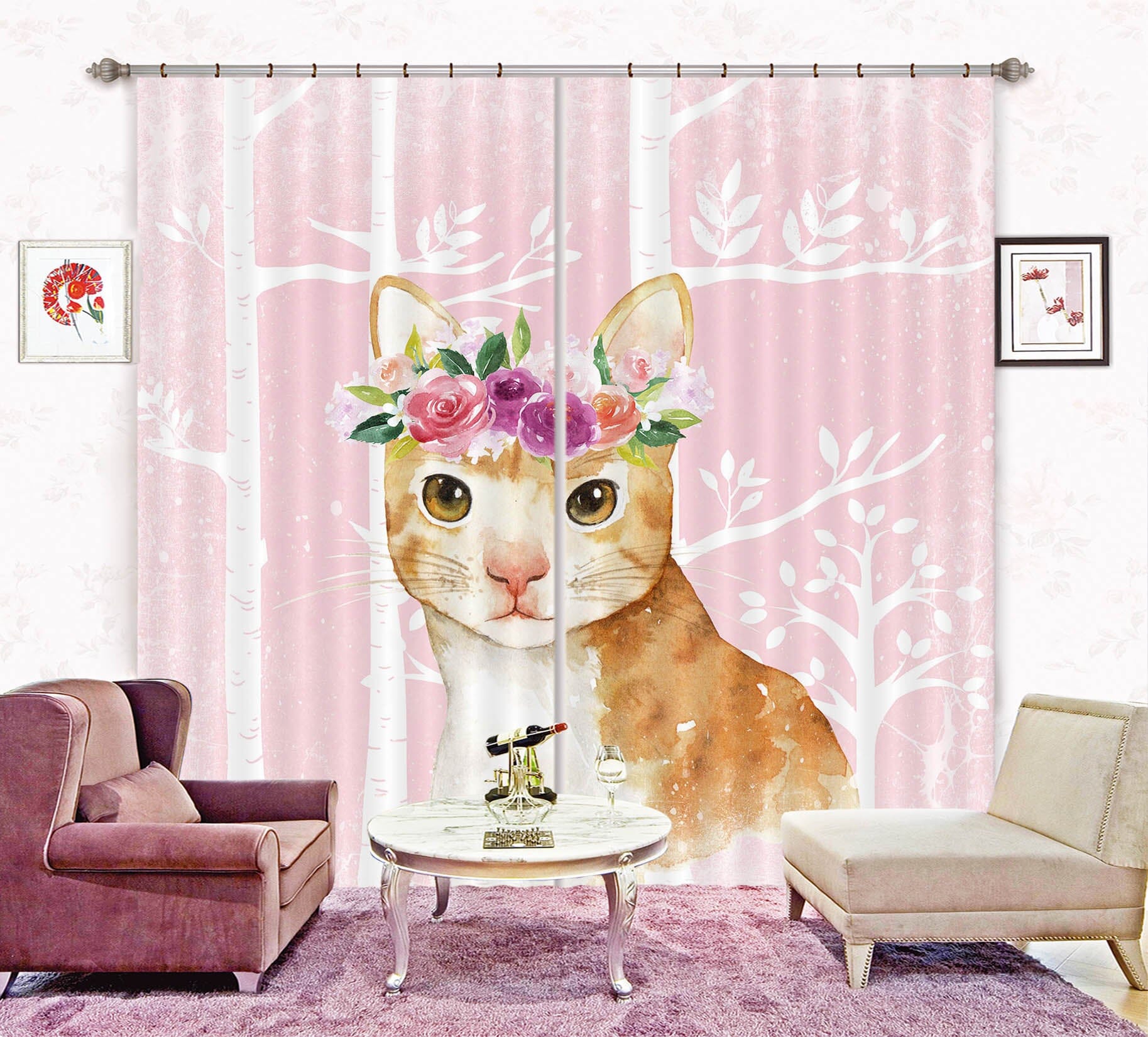 3D Orange Cat 174 Uta Naumann Curtain Curtains Drapes Curtains AJ Creativity Home