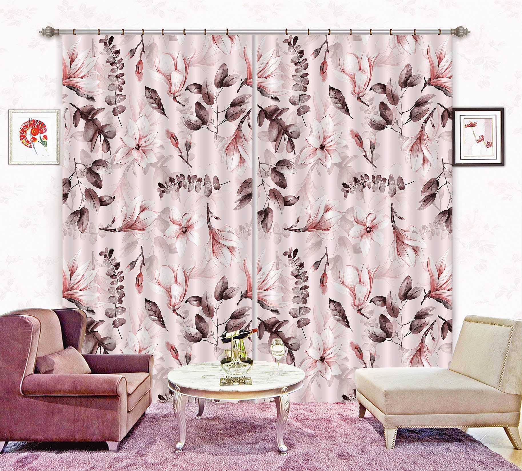 3D Flower Decoration 246 Uta Naumann Curtain Curtains Drapes