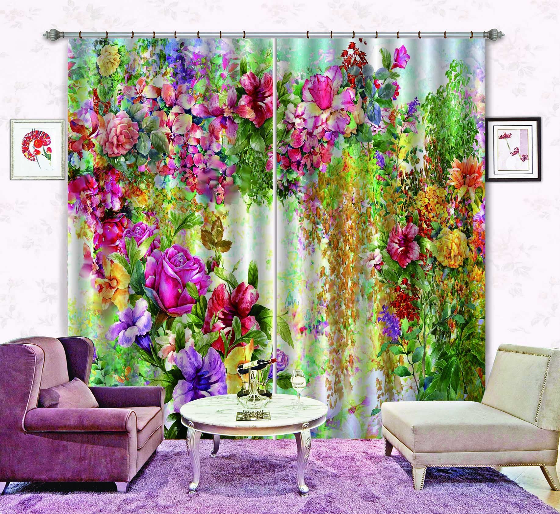3D Color Flowers Vines 636 Curtains Drapes Wallpaper AJ Wallpaper
