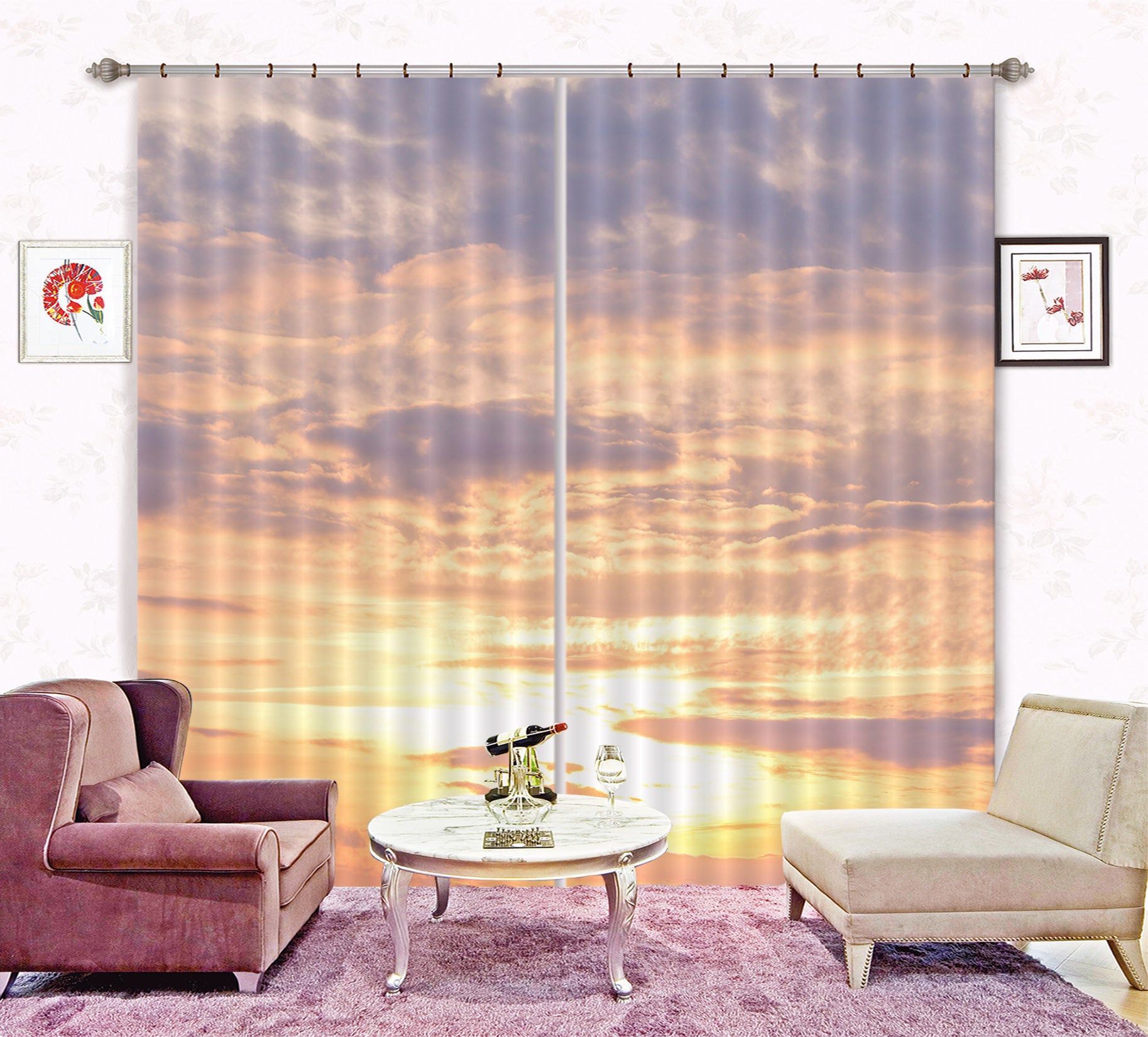 3D Sunset Clouds 6404 Assaf Frank Curtain Curtains Drapes