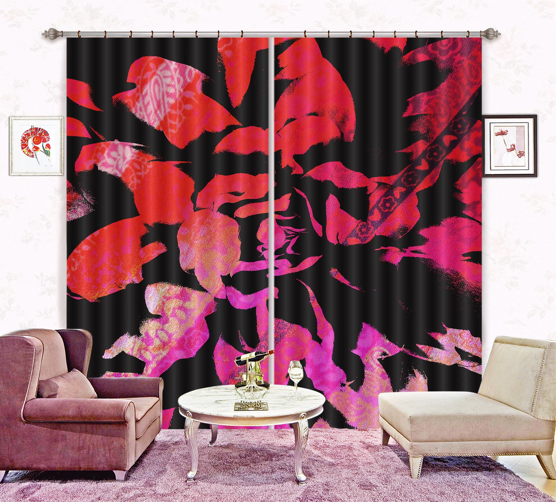 3D Red Pattern 19178 Shandra Smith Curtain Curtains Drapes