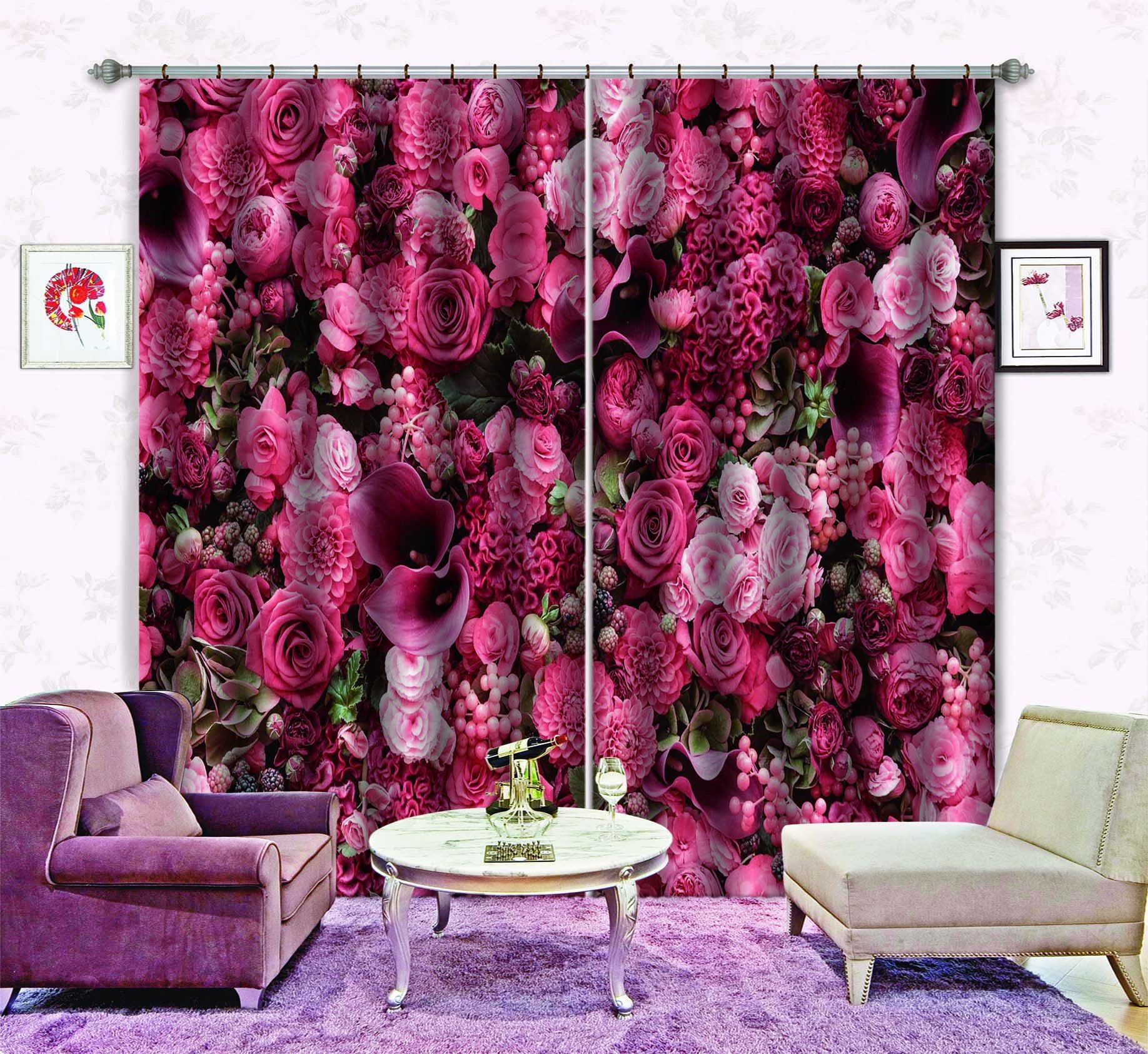 3D Dense Various Flowers 741 Curtains Drapes Wallpaper AJ Wallpaper