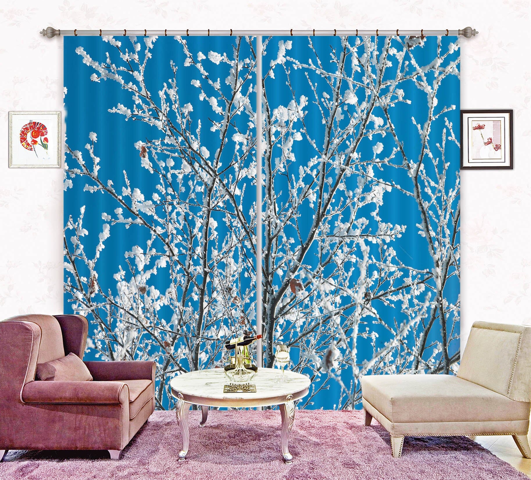 3D Sunny Flowers 207 Assaf Frank Curtain Curtains Drapes Curtains AJ Creativity Home