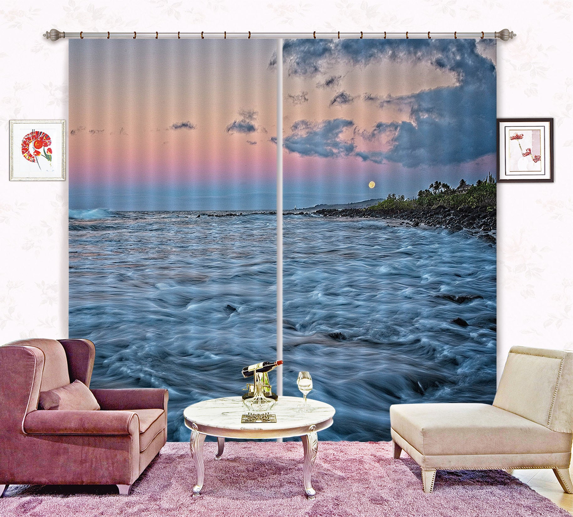 3D Sea Sky 61221 Kathy Barefield Curtain Curtains Drapes